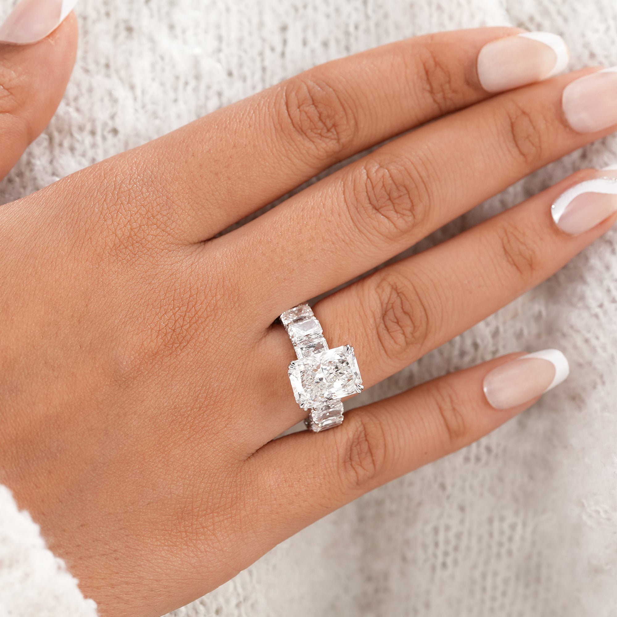 Elegant radiant cut diamond bridal ring for women