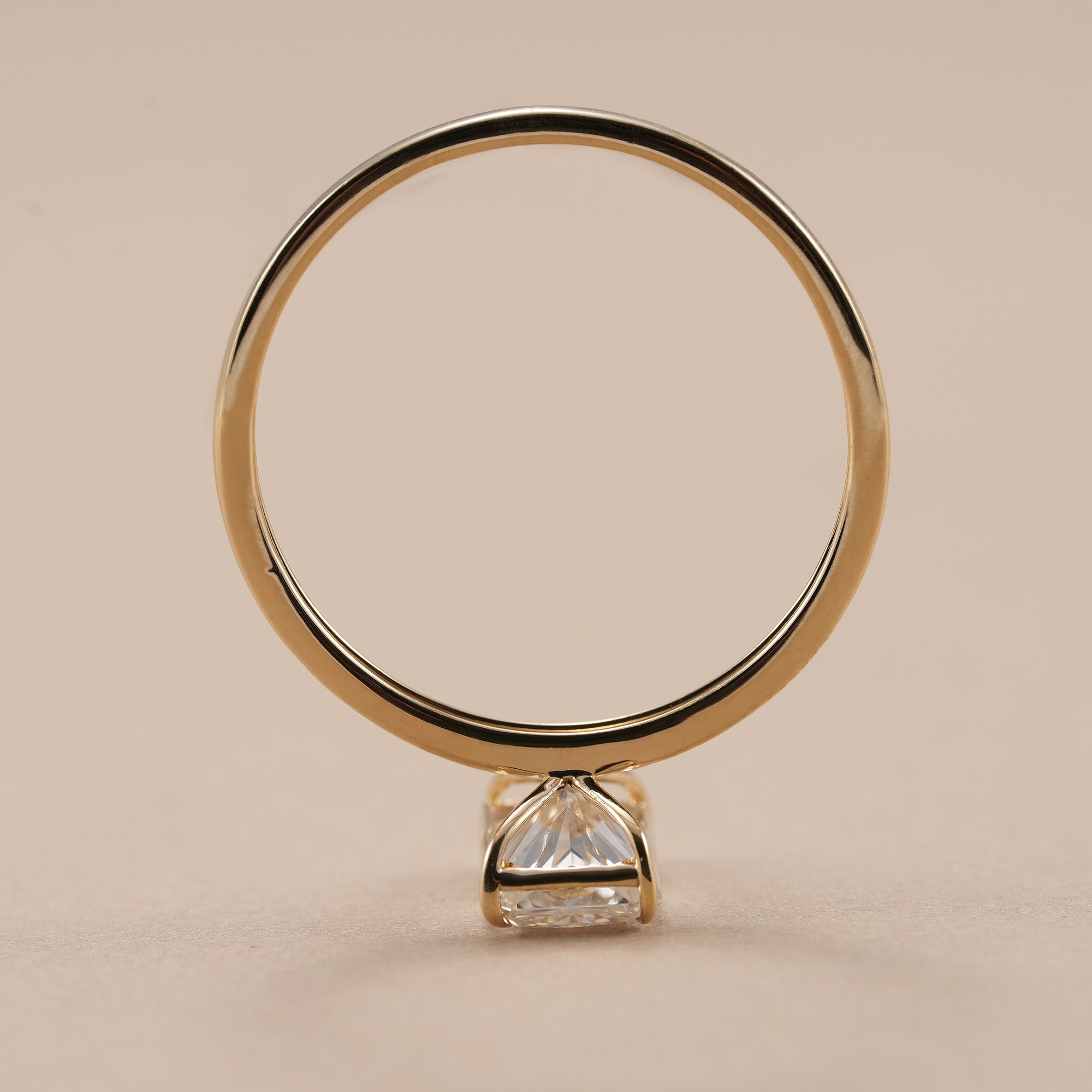 Minimalist radiant lab diamond ring for women.