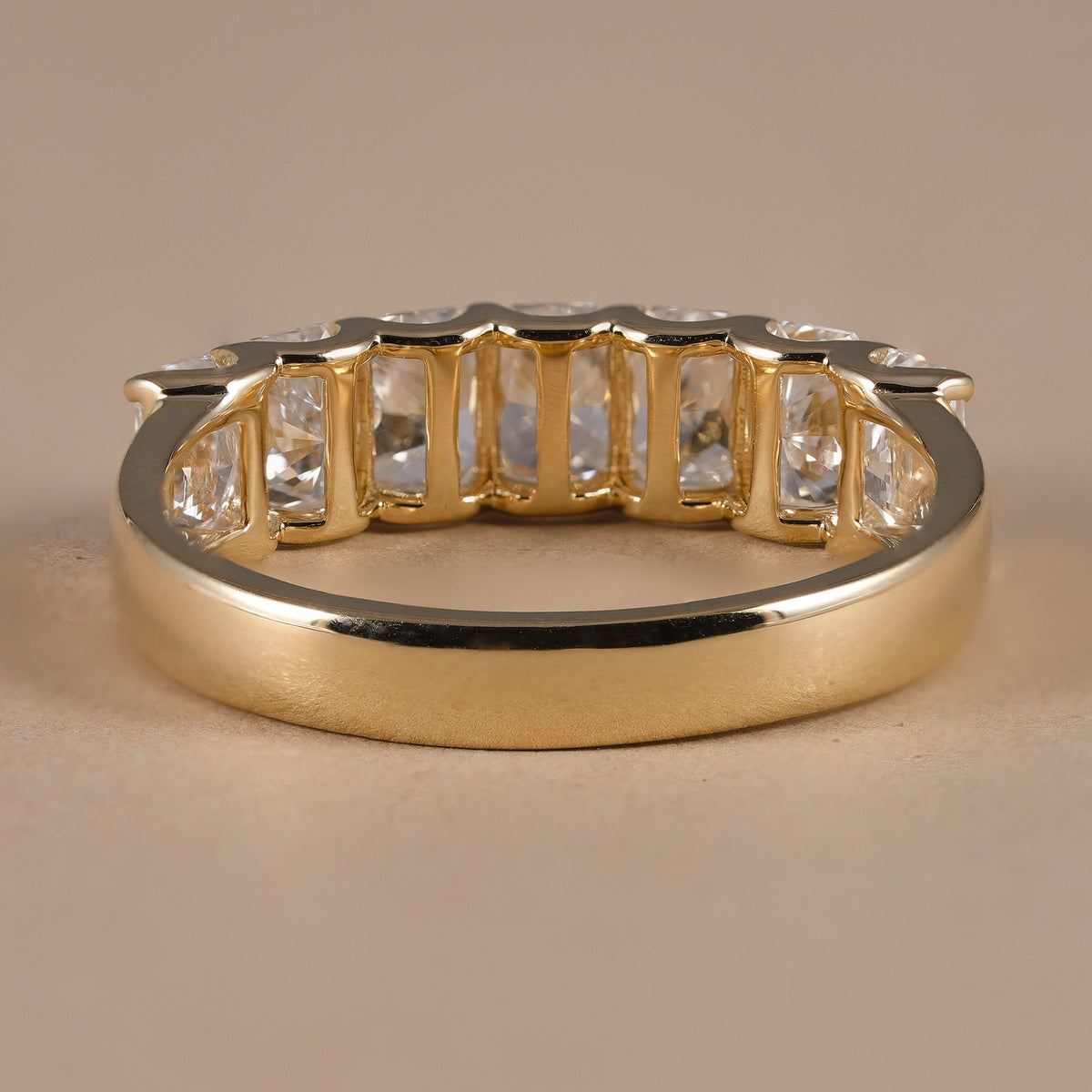 Luxury radiant lab diamond band designed as a timeless wedding and anniversary ring.