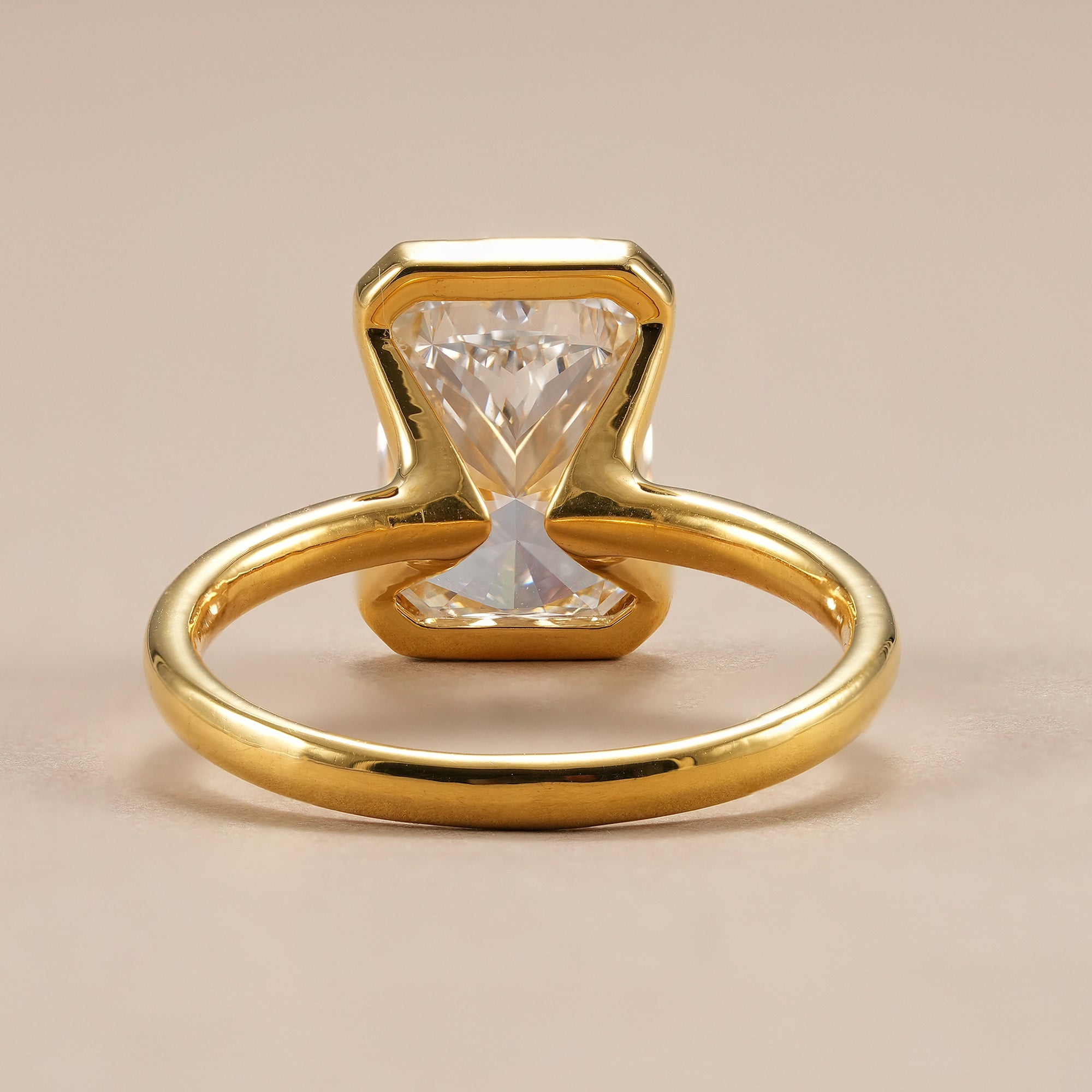 Radiant cut lab grown diamond solitaire ring for bridal jewelry.