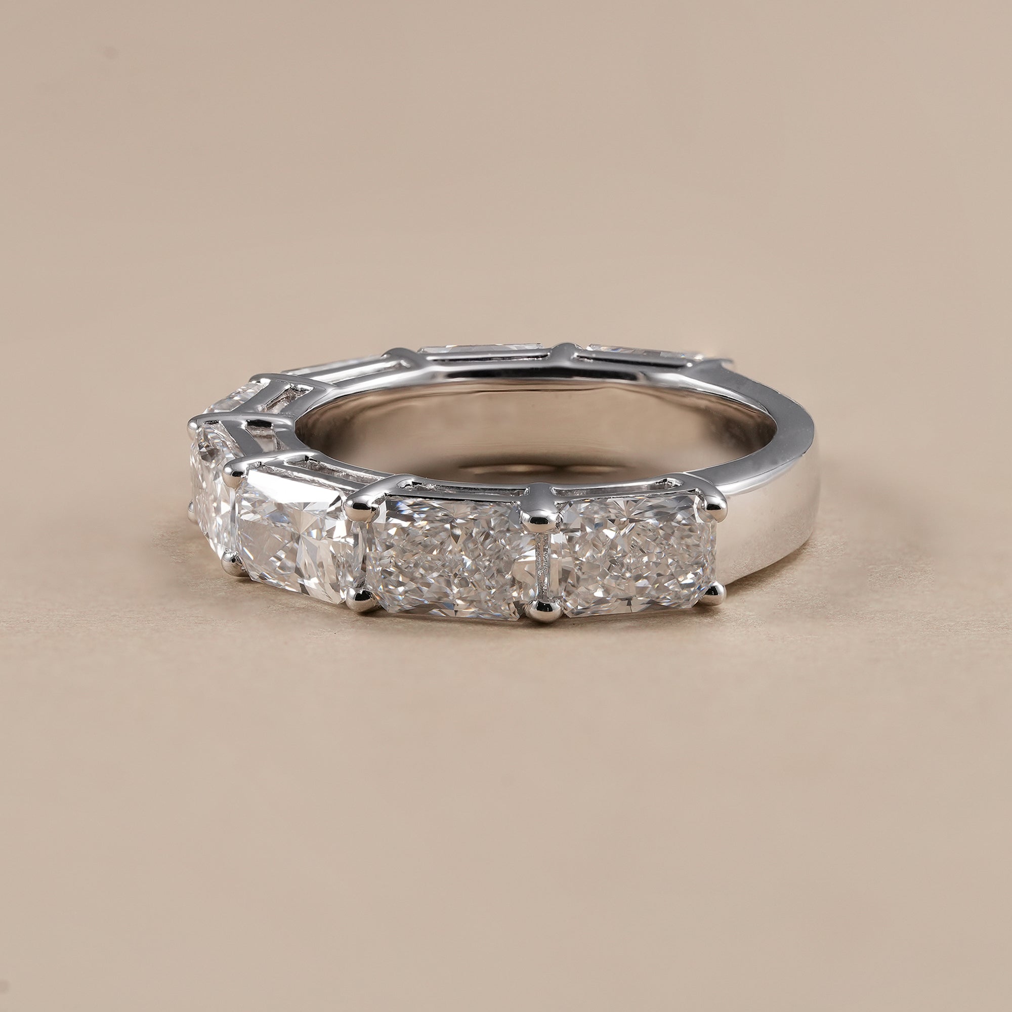 Luxury radiant lab diamond stackable ring with brilliant sparkle