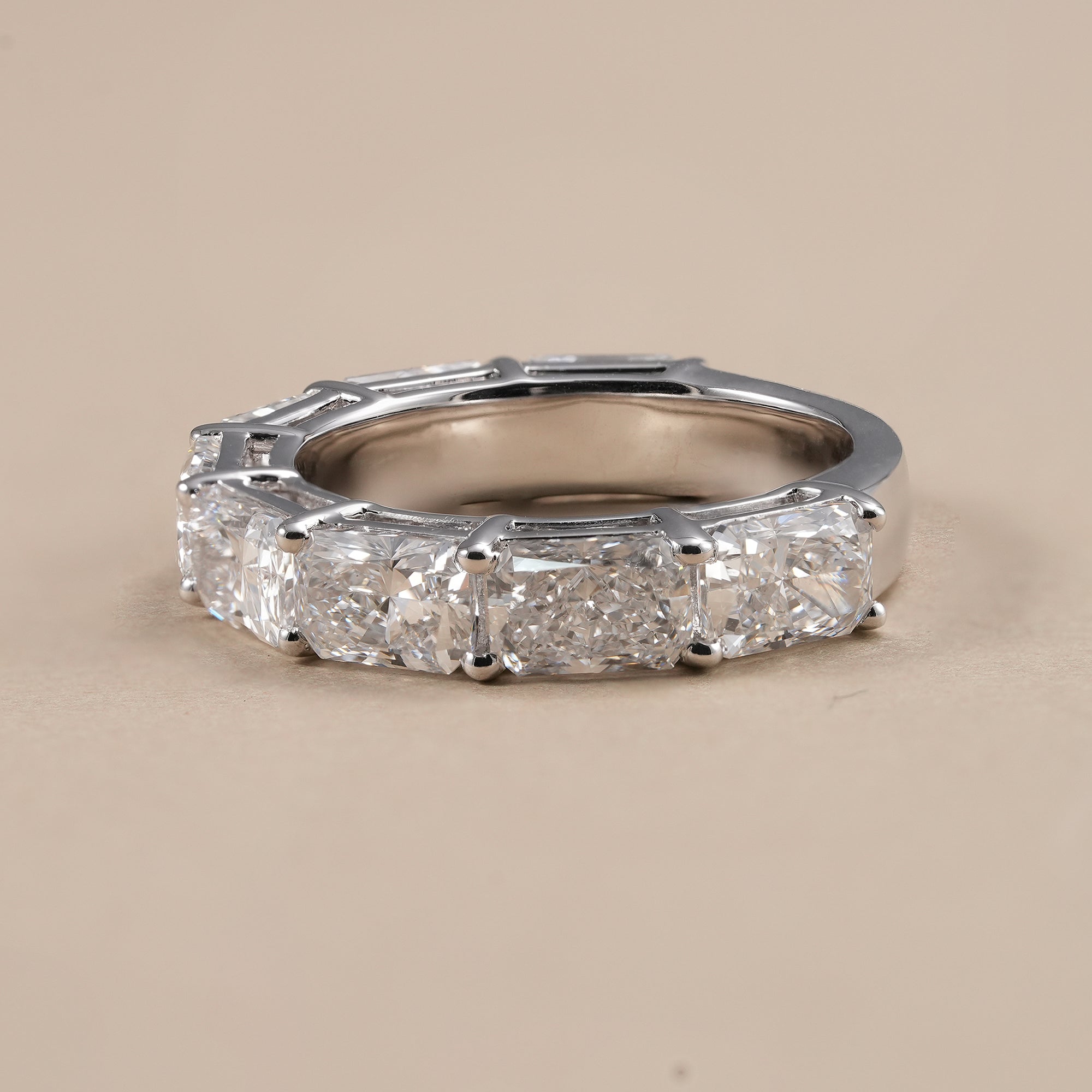 Half eternity radiant lab grown diamond anniversary band for women