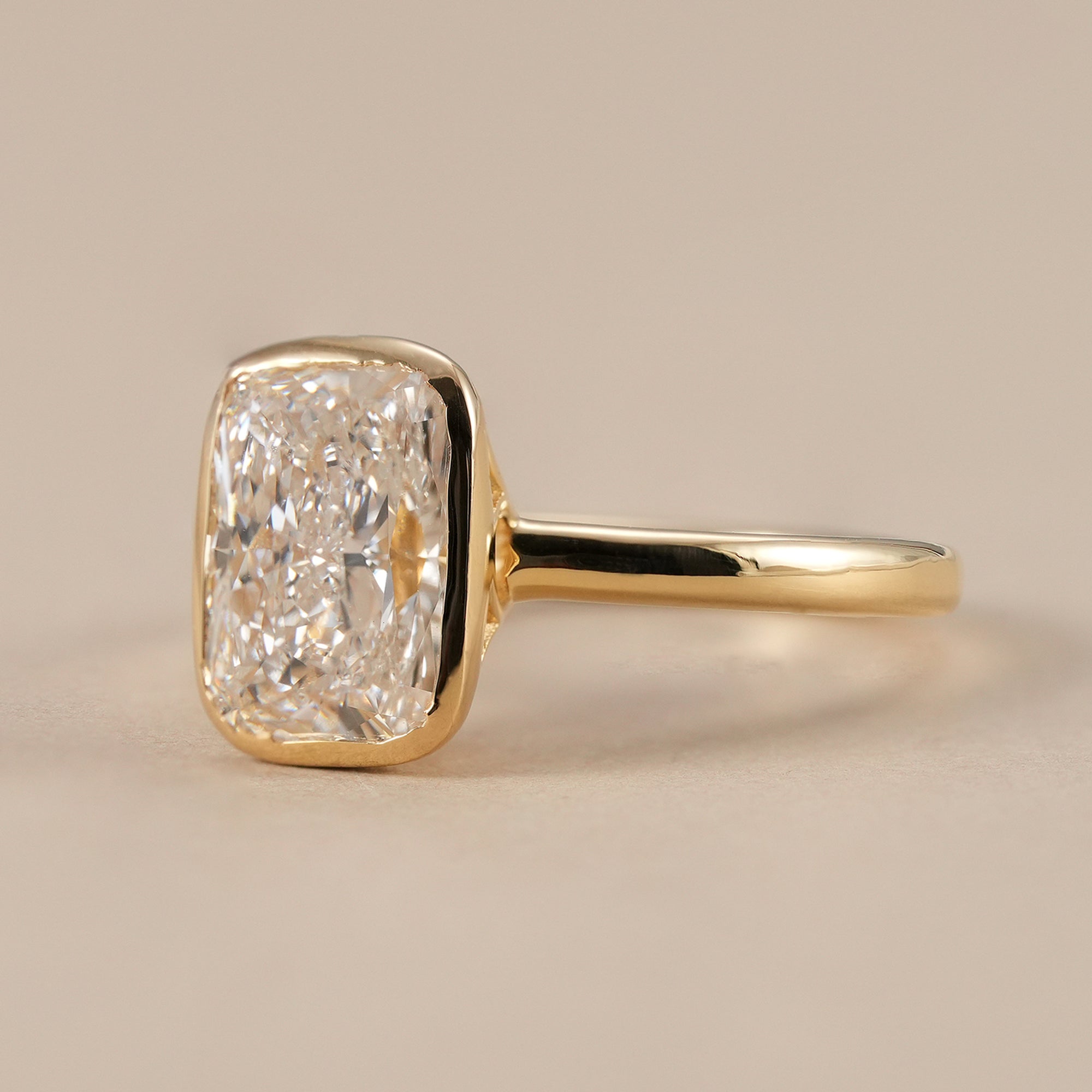 Minimalist radiant cut diamond engagement ring