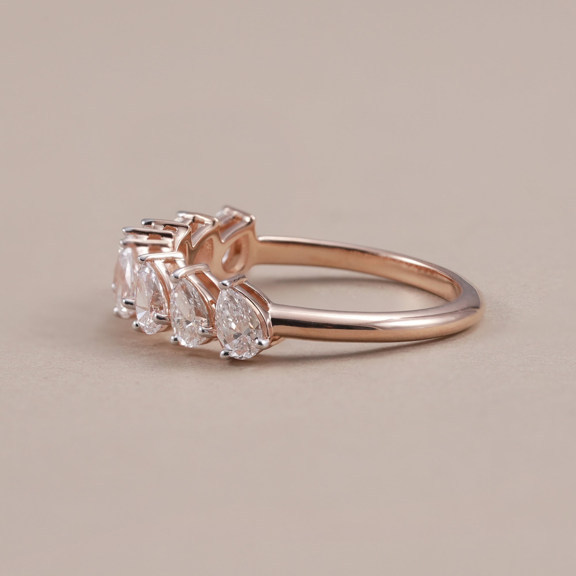 Rose Gold Pear Diamond Wedding Ring