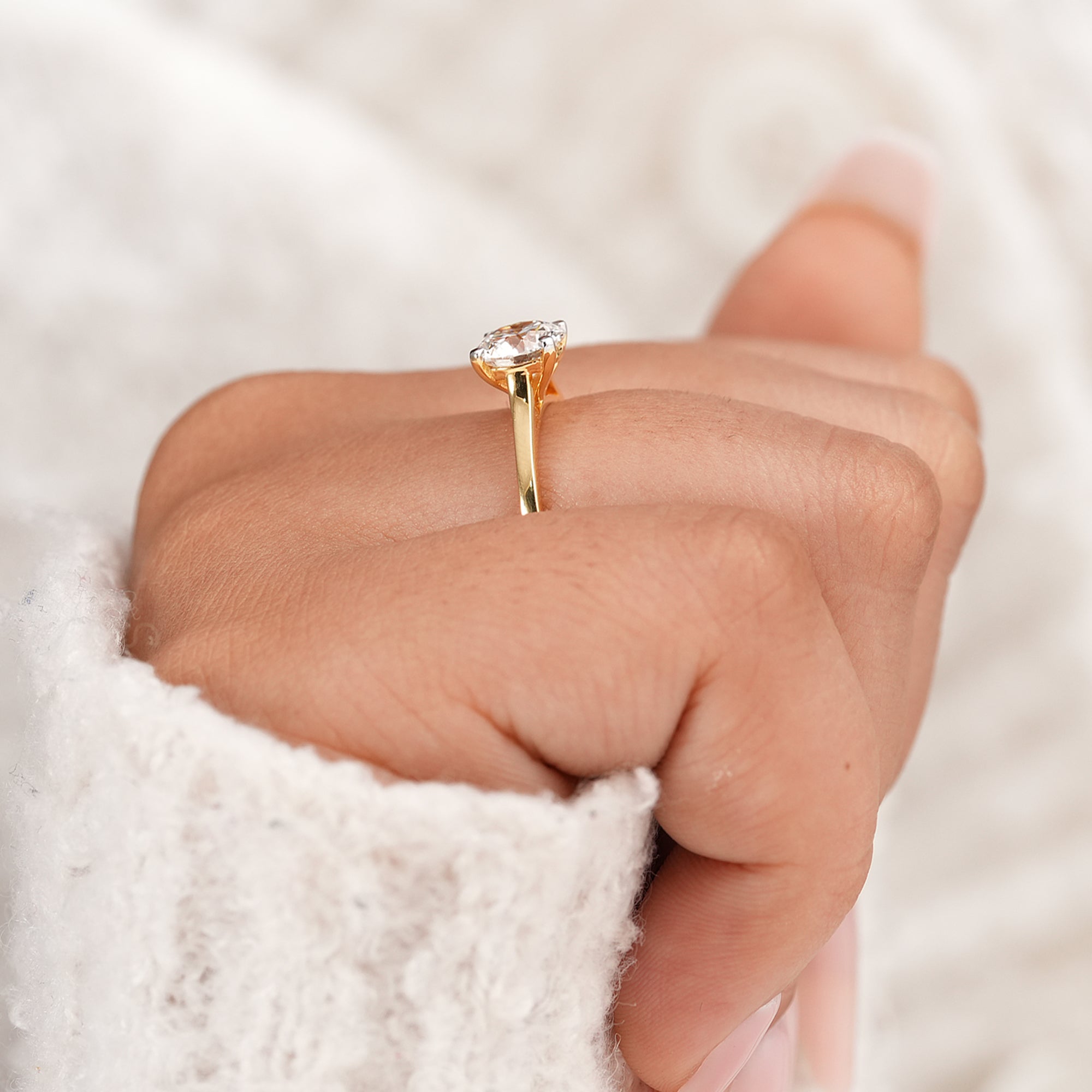 Elegant 4 Prong Cathedral Setting Round Lab Grown Diamond RING