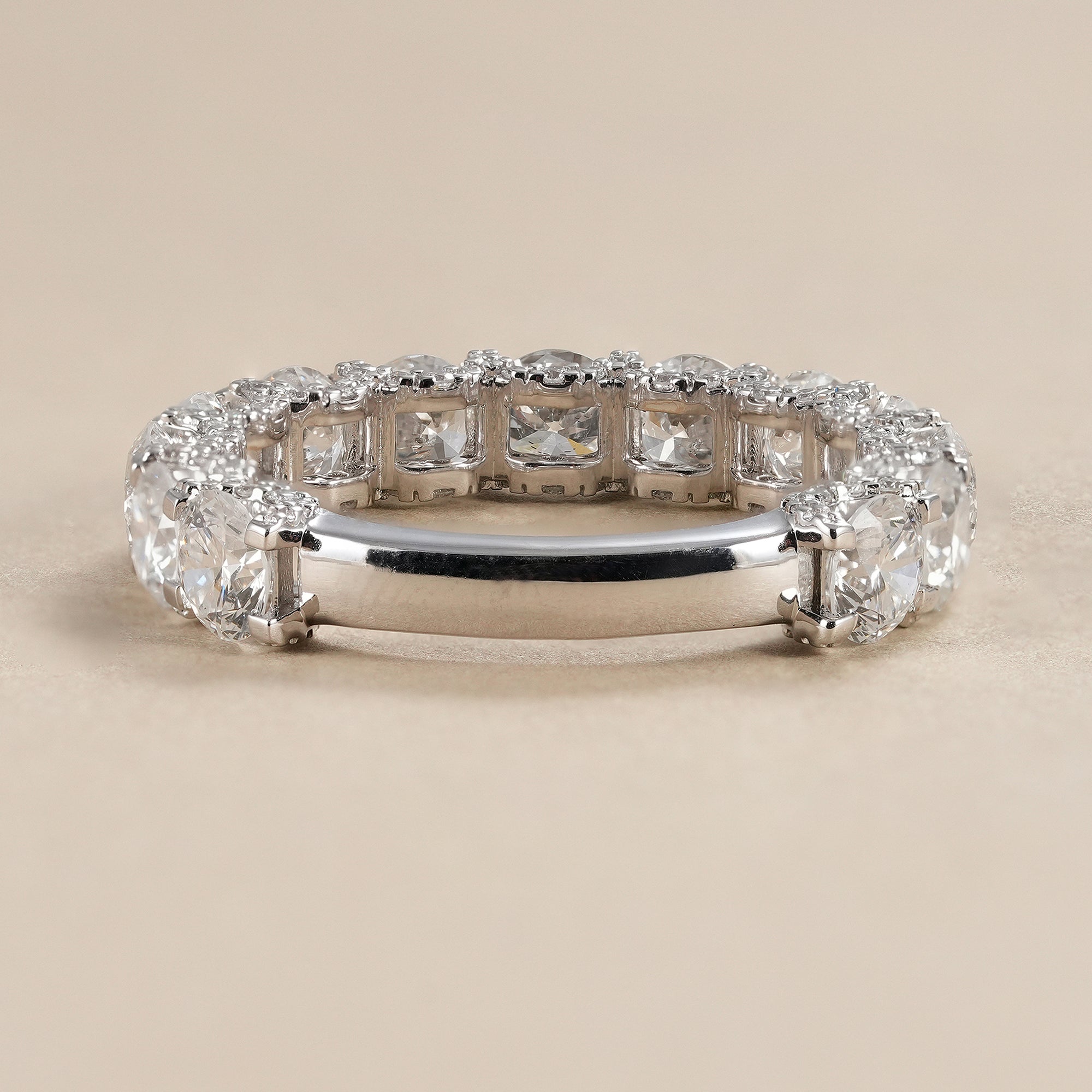 Premium round lab grown diamond eternity band designed for weddings, anniversaries, and everyday luxury wear.