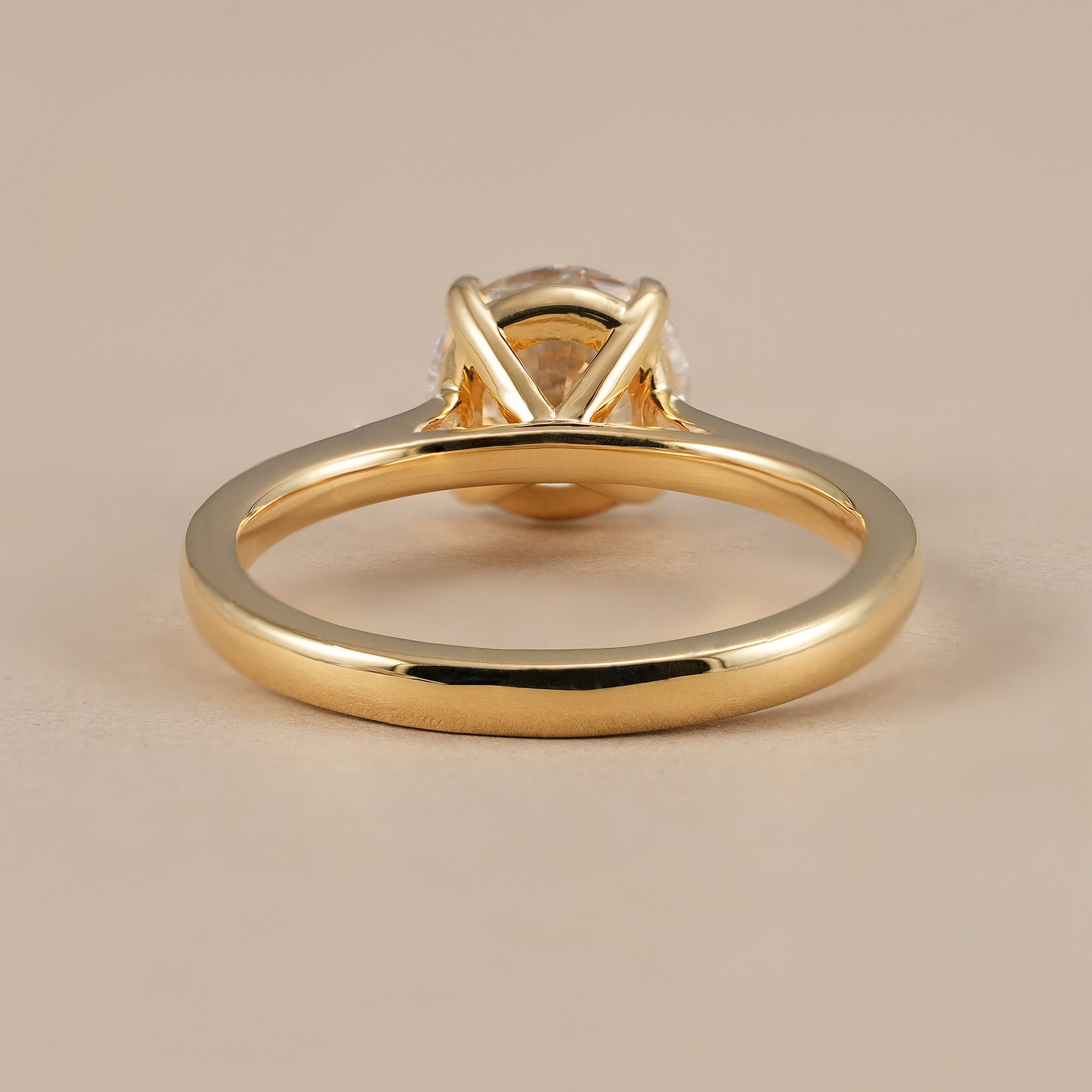 Solid gold round solitaire diamond proposal ring
