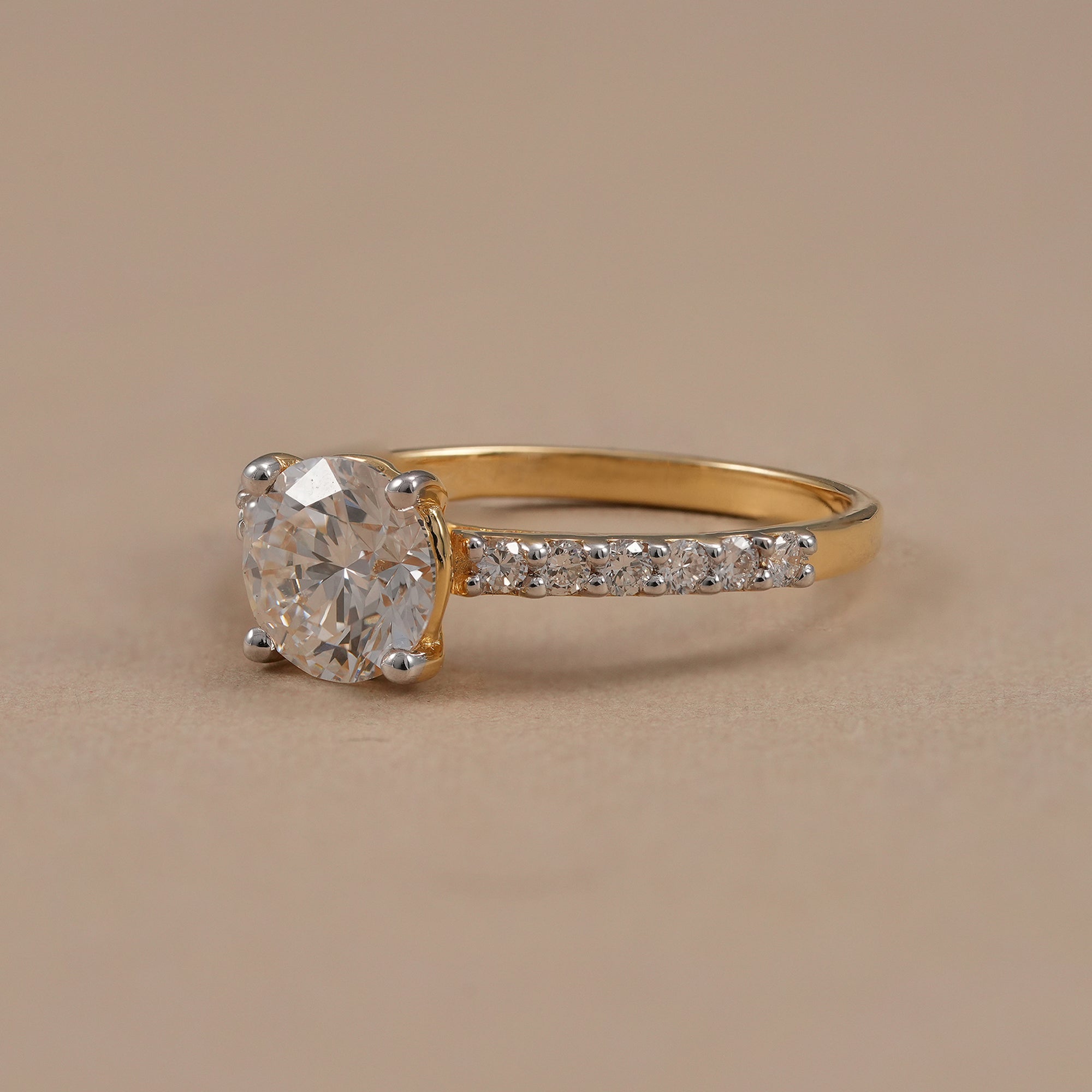 IGI certified round diamond bridal ring with sparkling pavé band