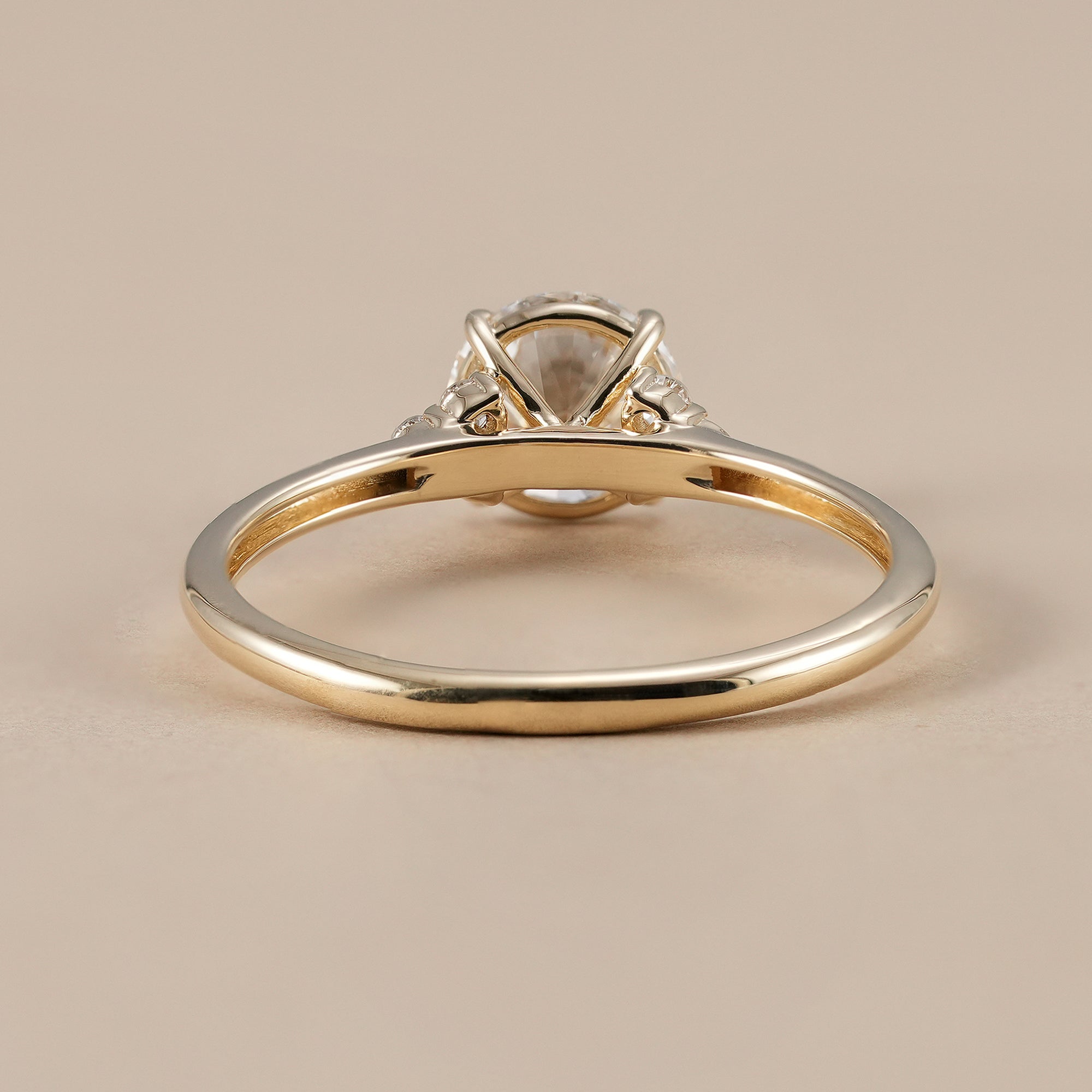 Round lab grown diamond proposal ring with floral band