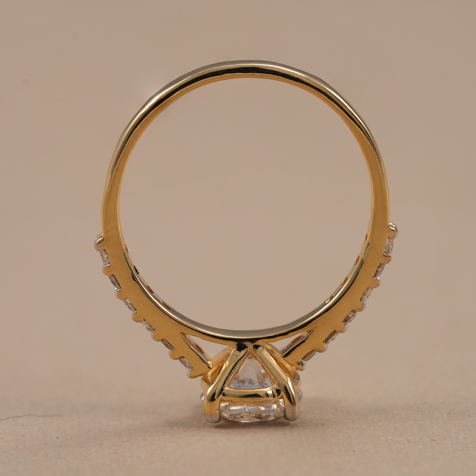 Round lab diamond solitaire bridal ring with timeless elegant design