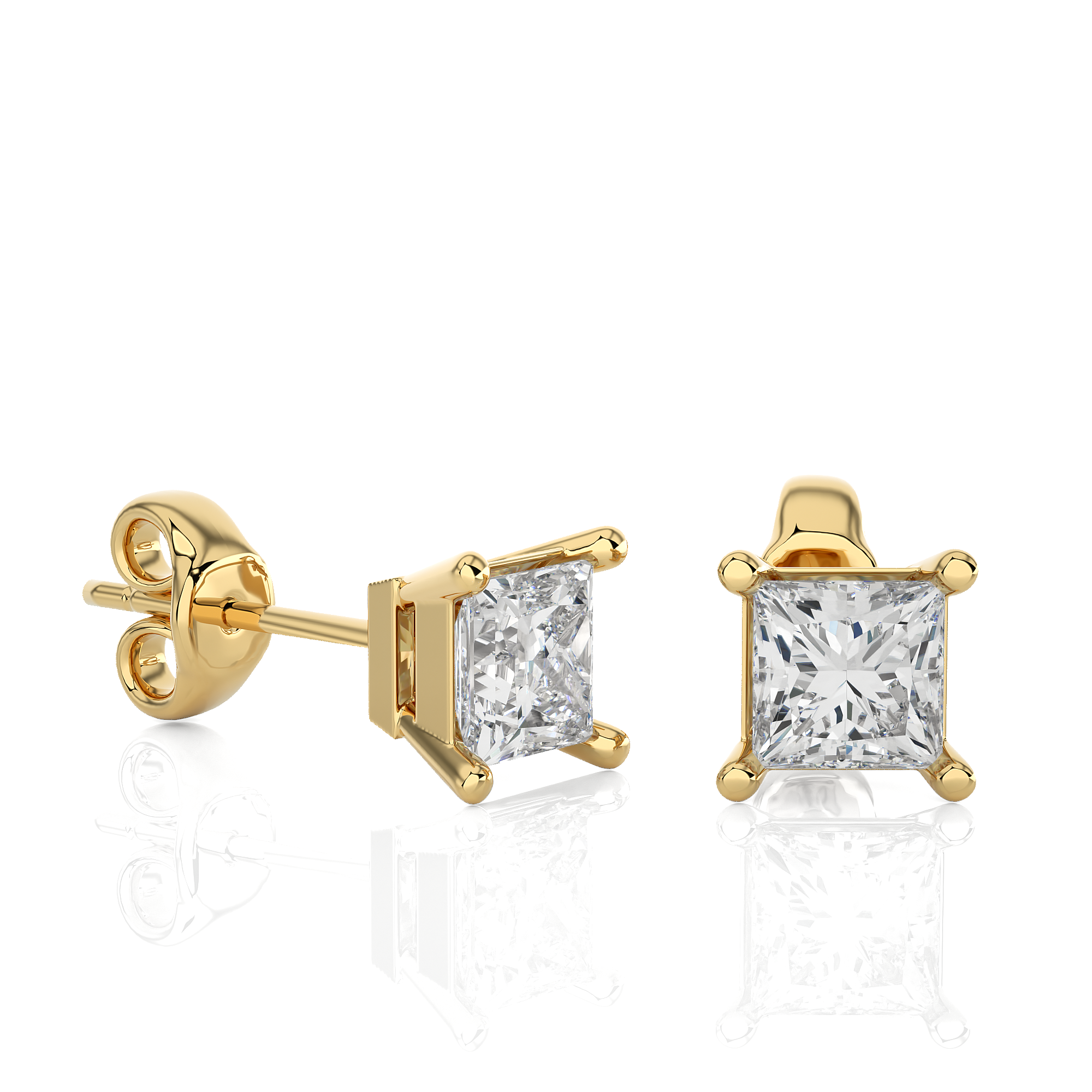 Princess Cut Lab Grown Diamond Stud Earrings