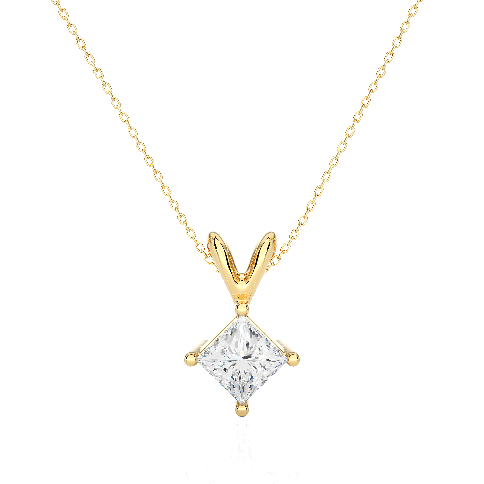 Princess Cut Lab Grown Diamond Solitaire Necklace
