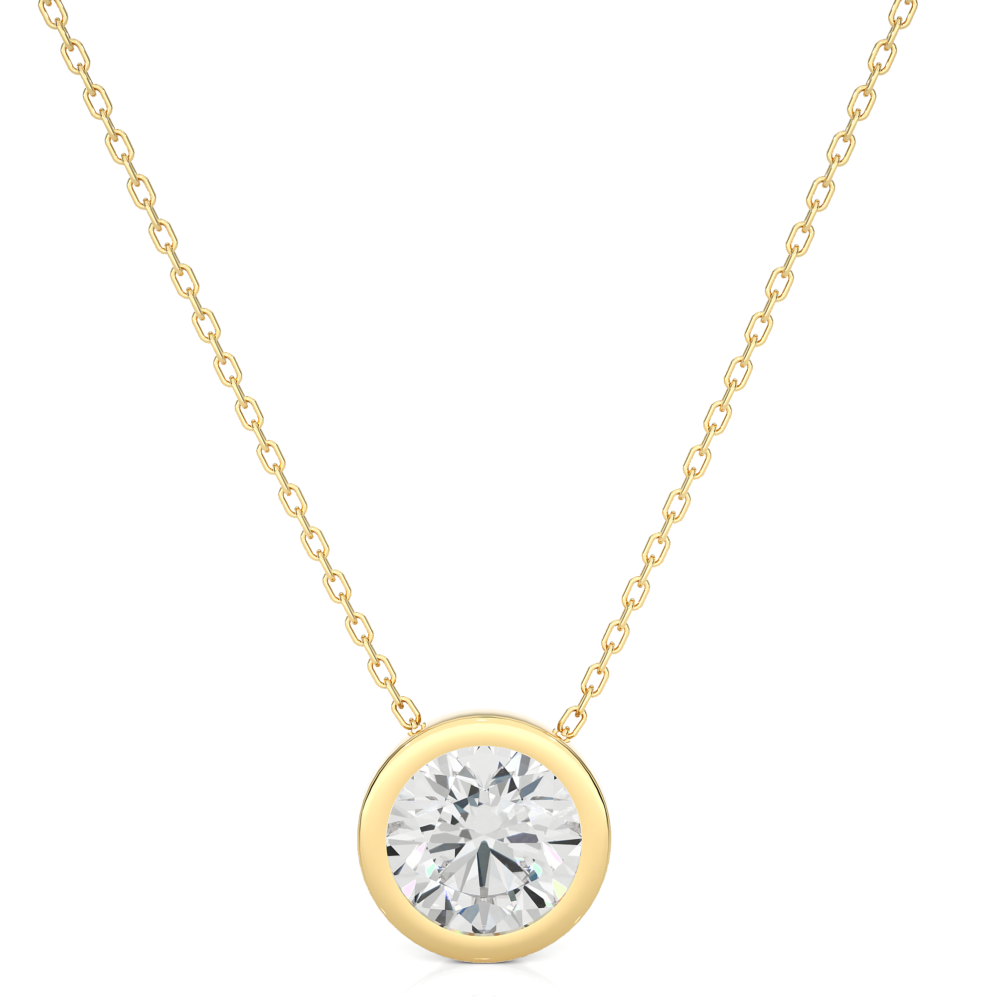 Bezel Set Round Cut Lab Grown Diamond Necklace