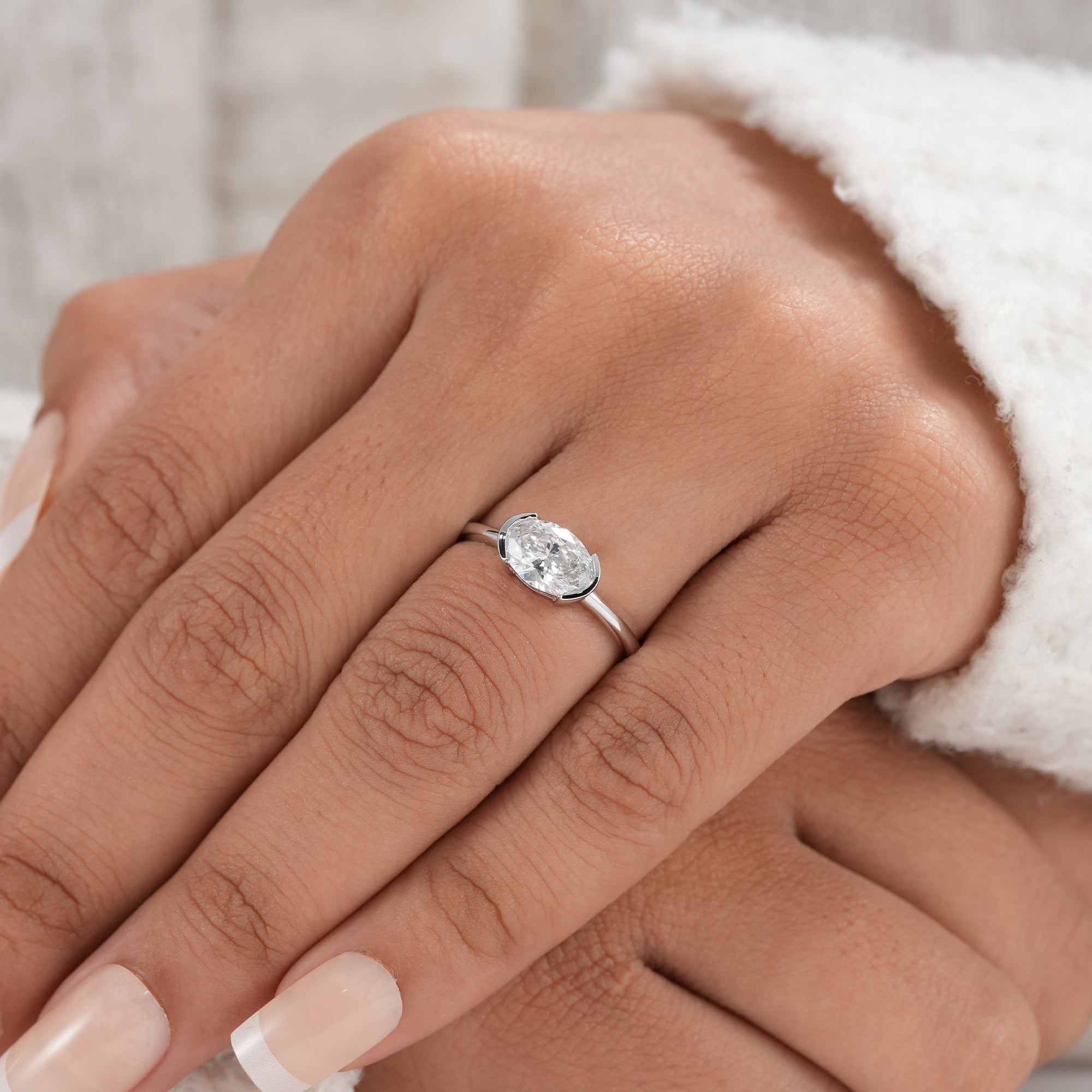 Modern oval diamond solitaire ring handmade fine jewelry