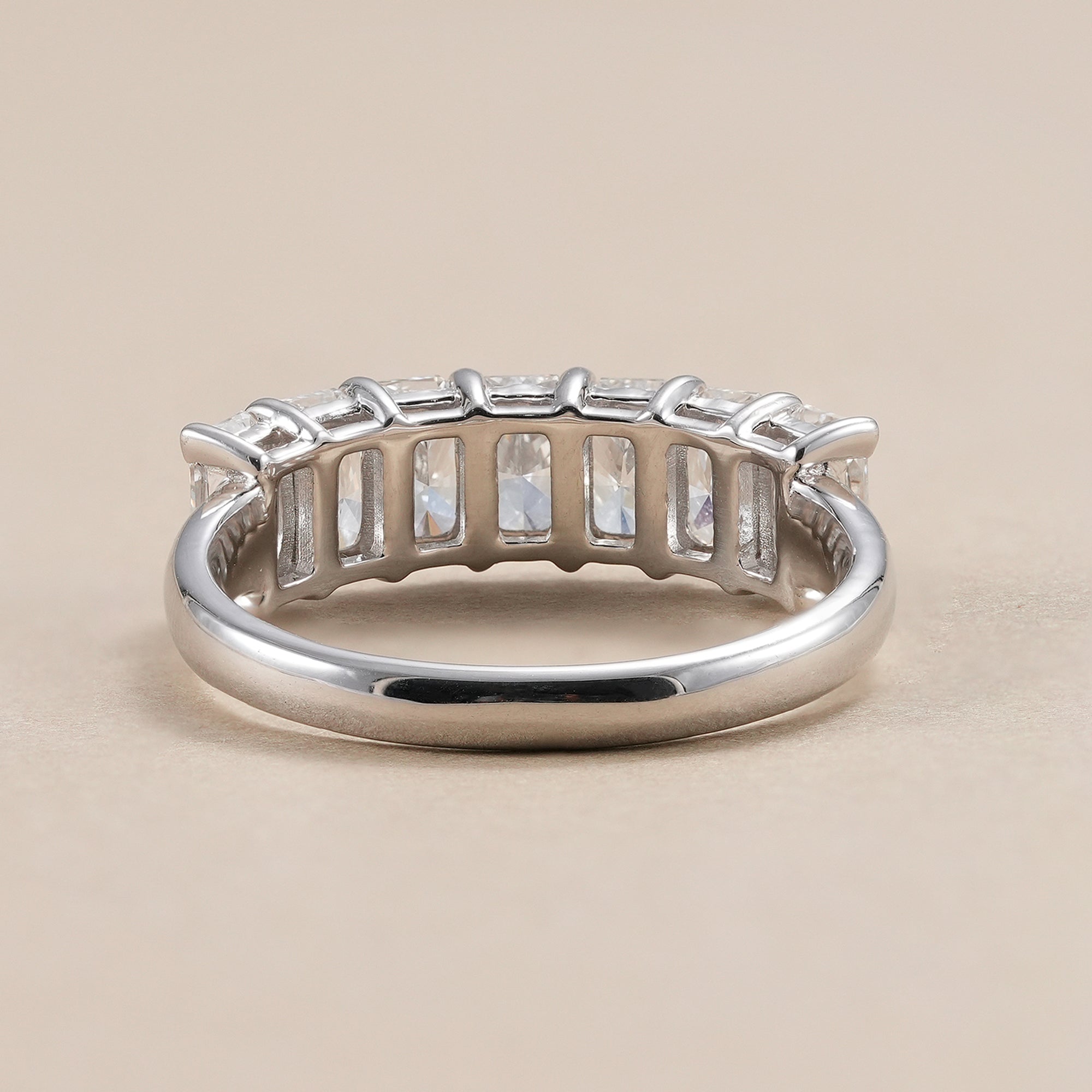 Elegant radiant diamond stackable wedding band for women.