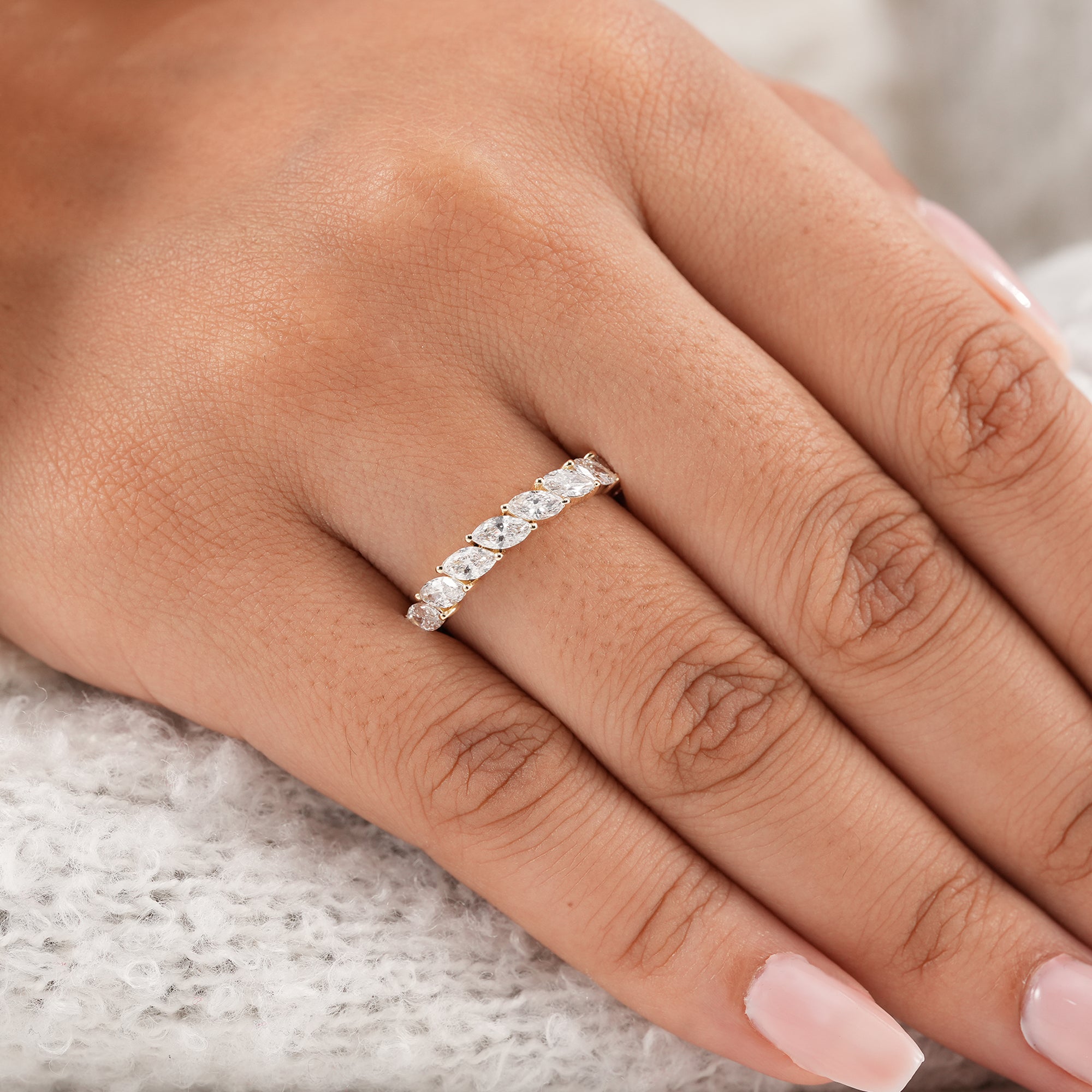 Elegant marquise lab grown diamond eternity ring
