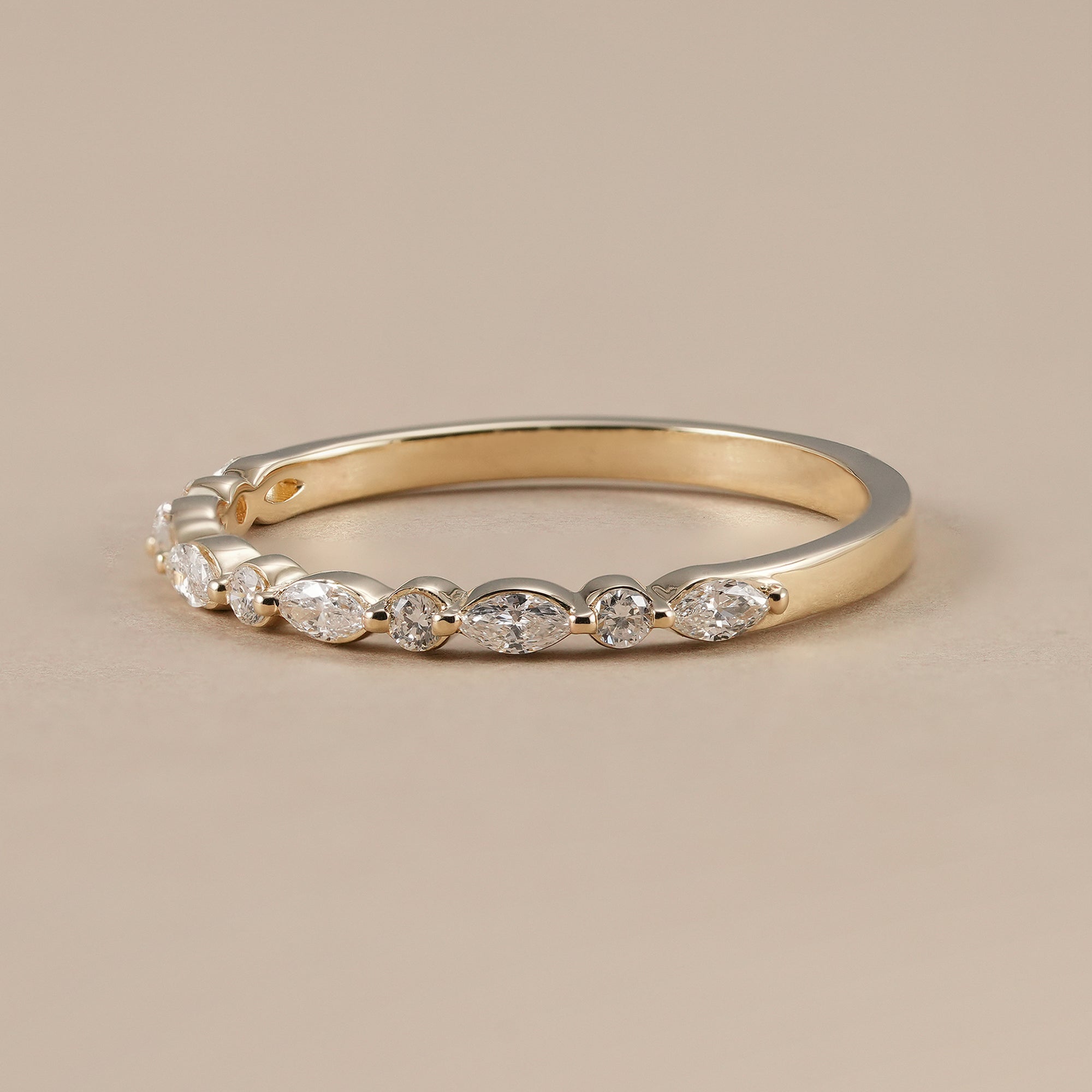 Stackable lab grown diamond eternity ring in yellow gold