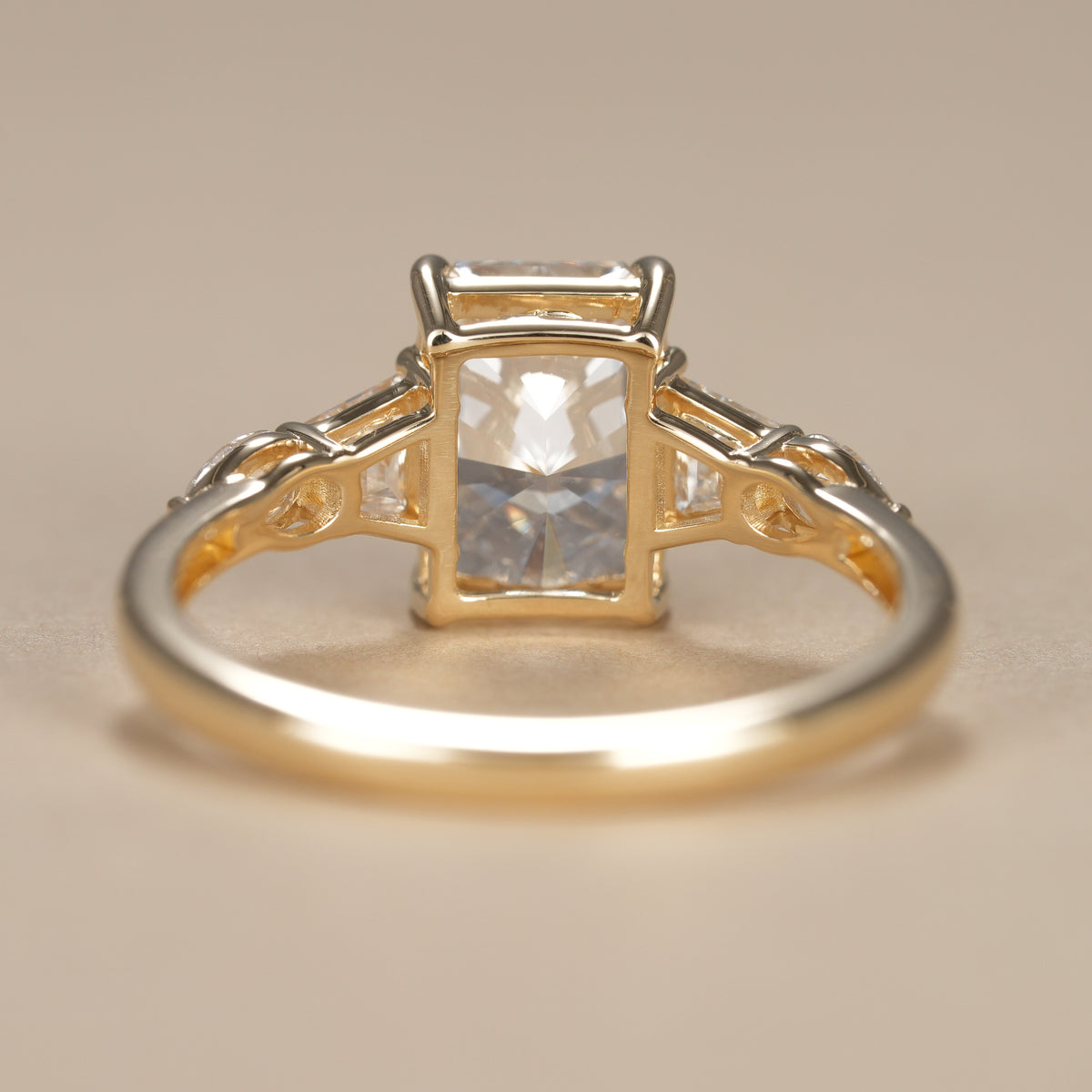 Handmade lab grown diamond statement ring crafted in solid gold with brilliant sparkle.