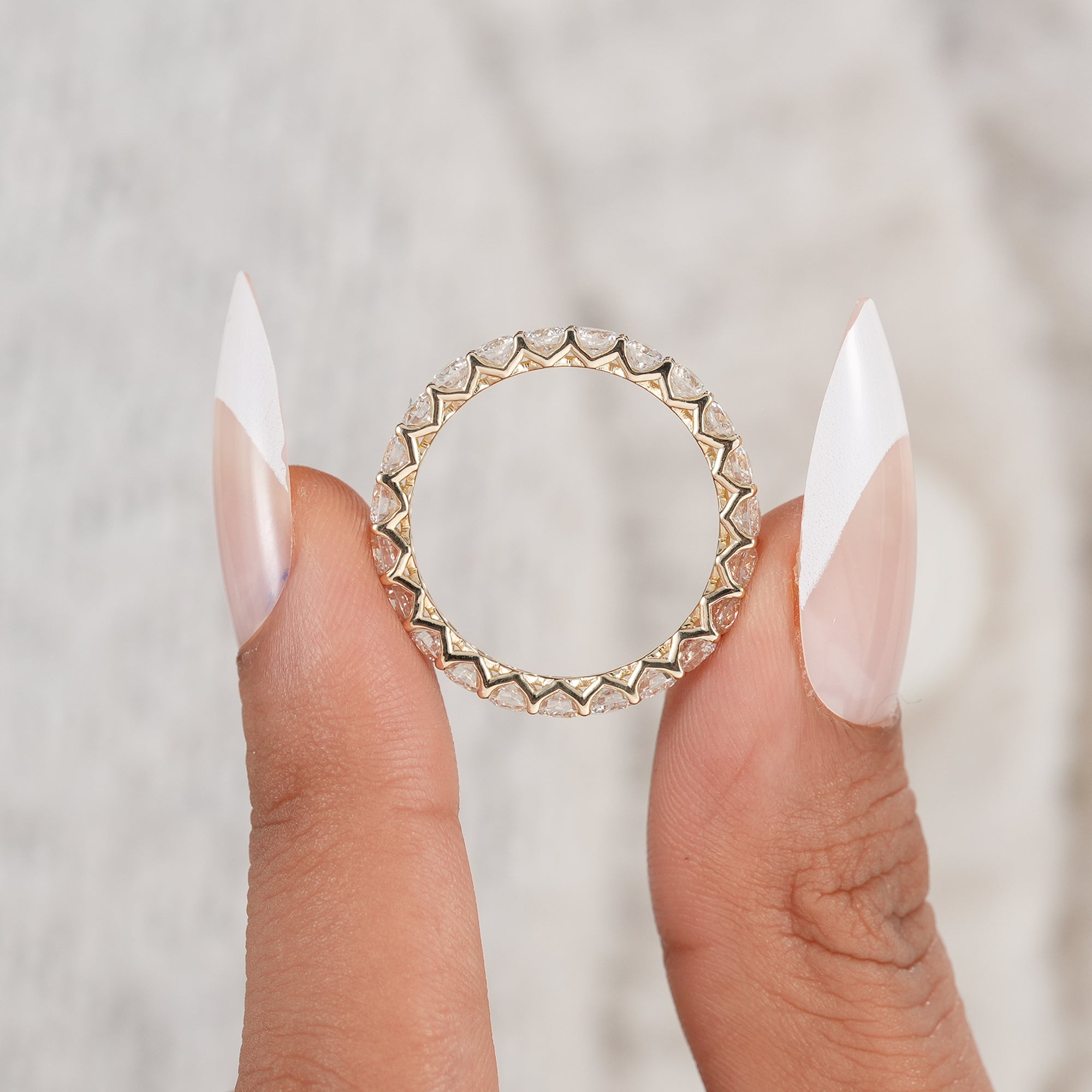 Sustainable lab grown diamond wedding ring for women.