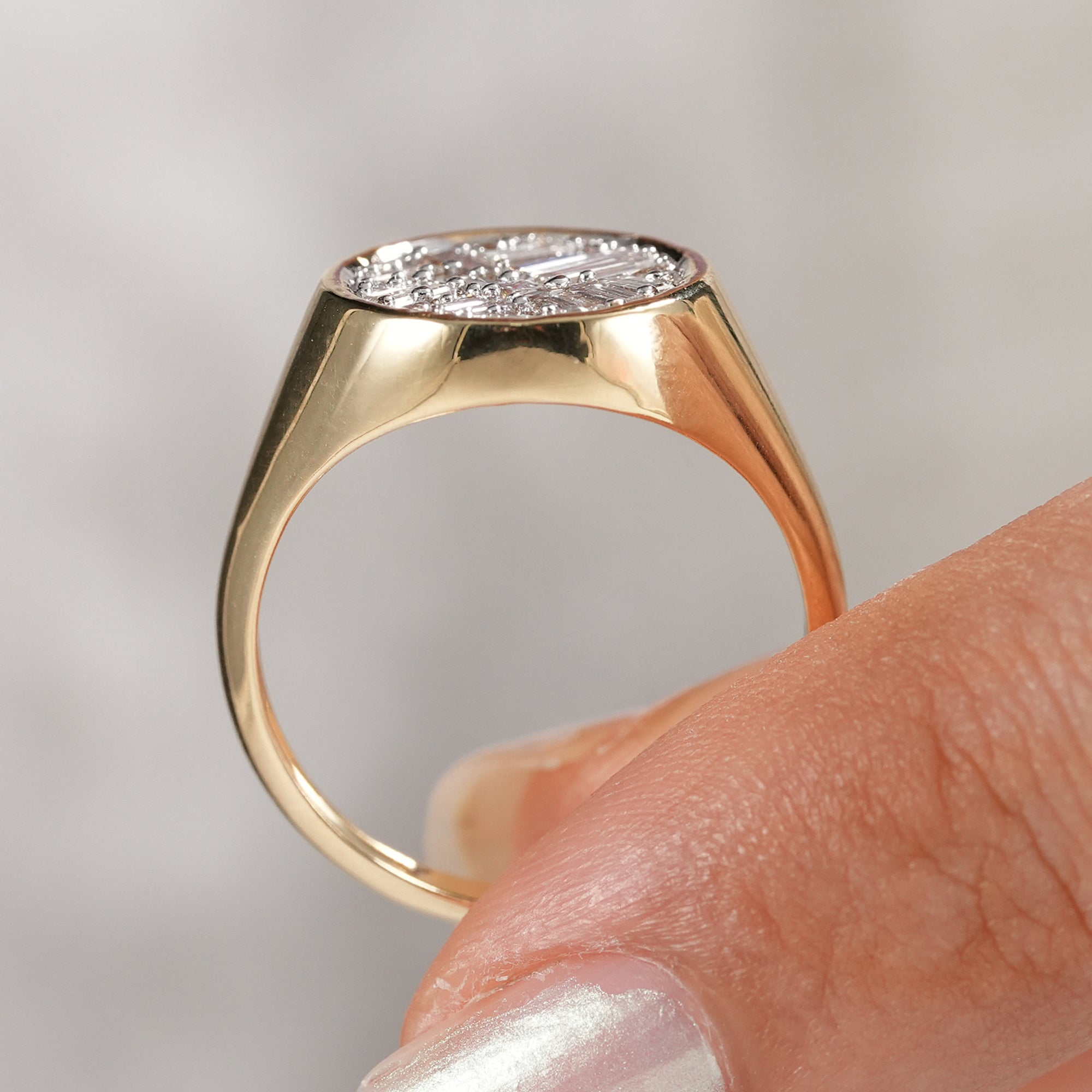 Designer lab grown diamond signet ring for anniversary gift