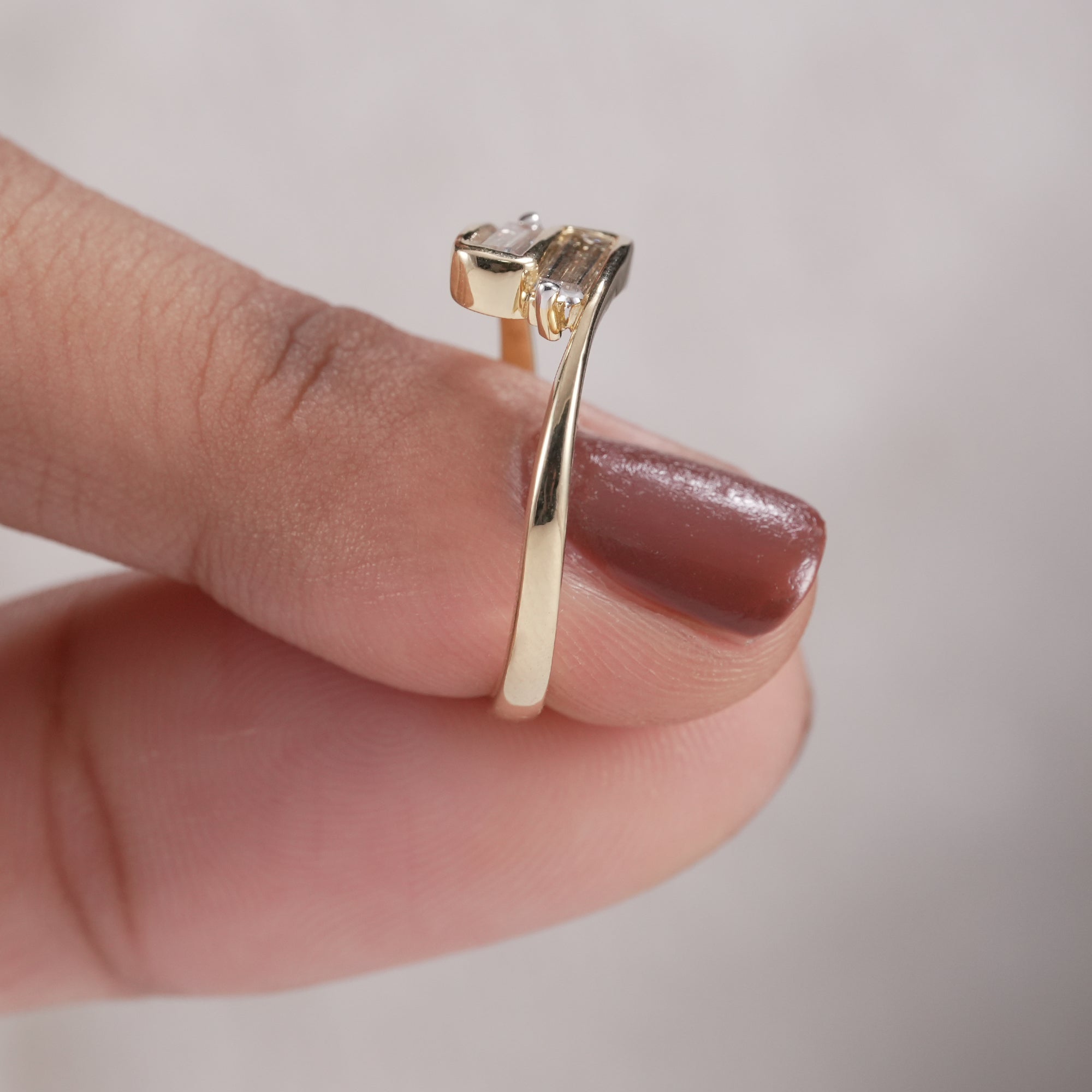 Modern dual stone lab diamond ring for anniversary gift