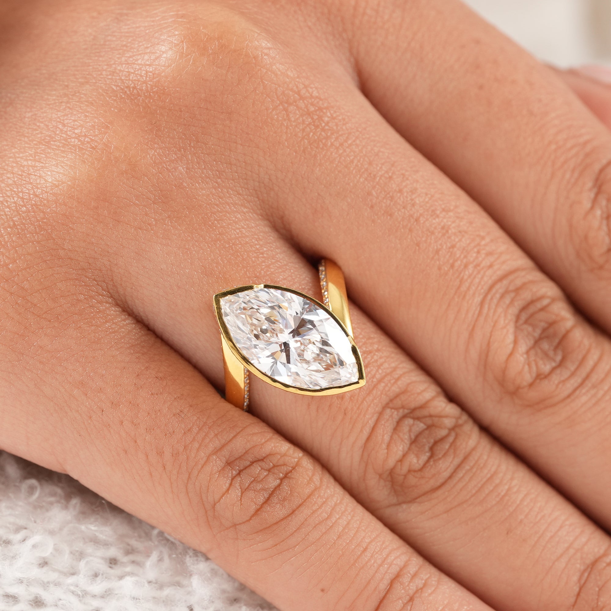 Designer marquise diamond bypass engagement ring for women.