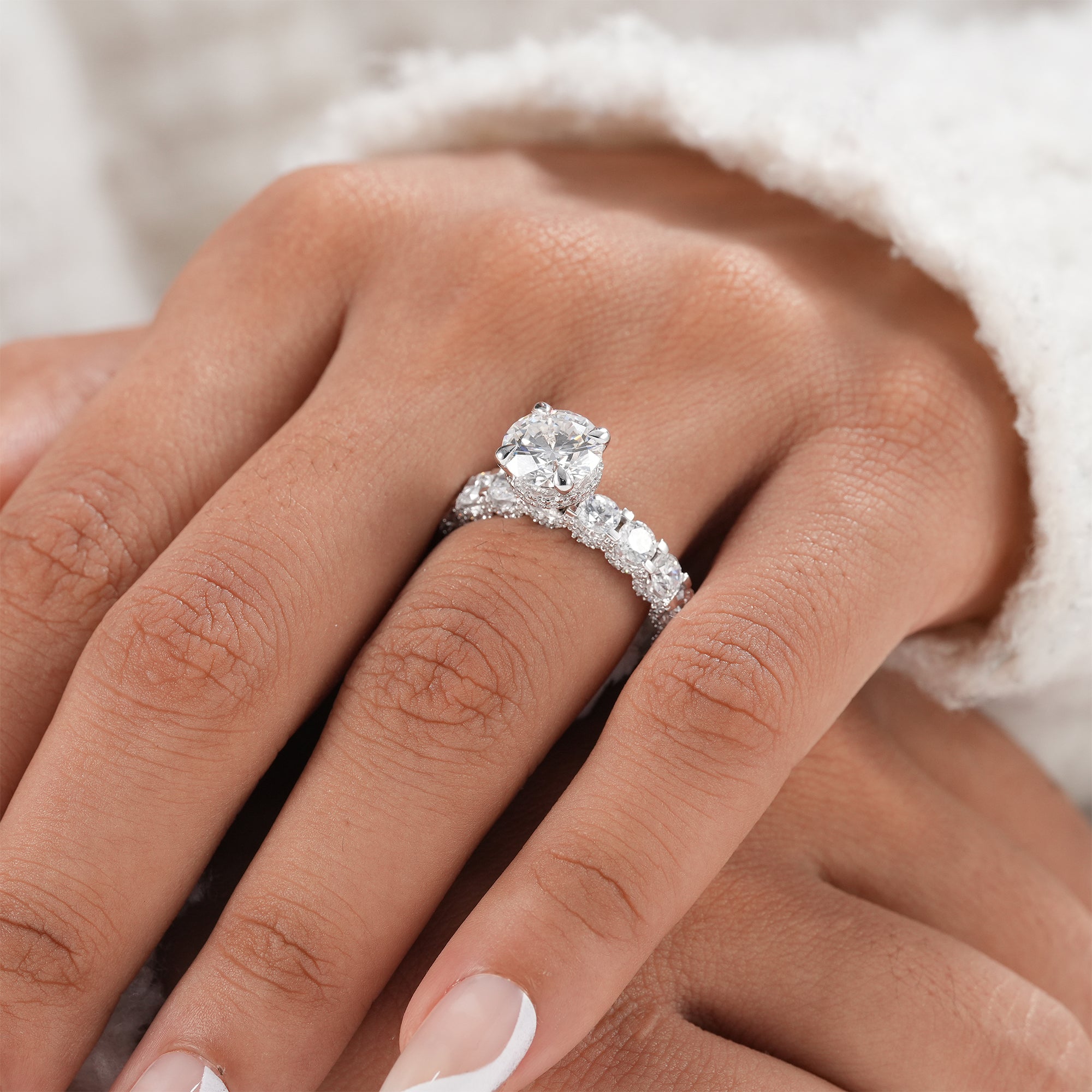 Premium round lab diamond ring with brilliant sparkle.