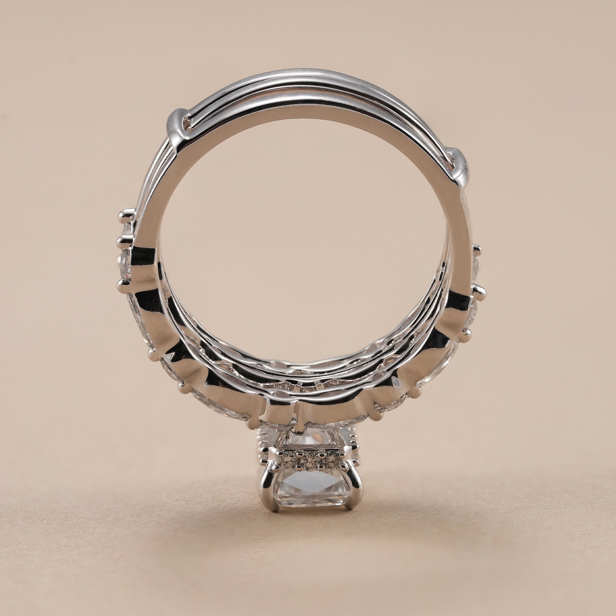 Luxury lab grown diamond bridal ring set.