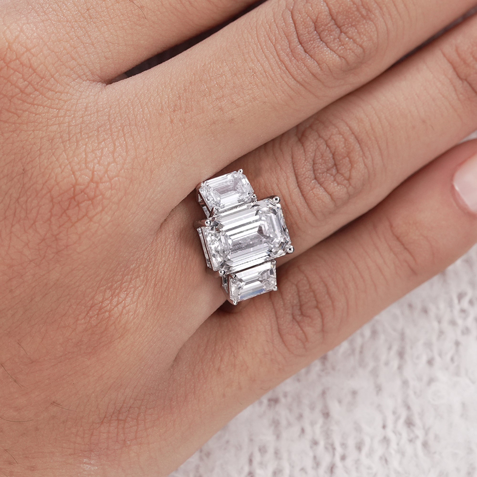 5 carat emerald cut lab grown diamond engagement ring