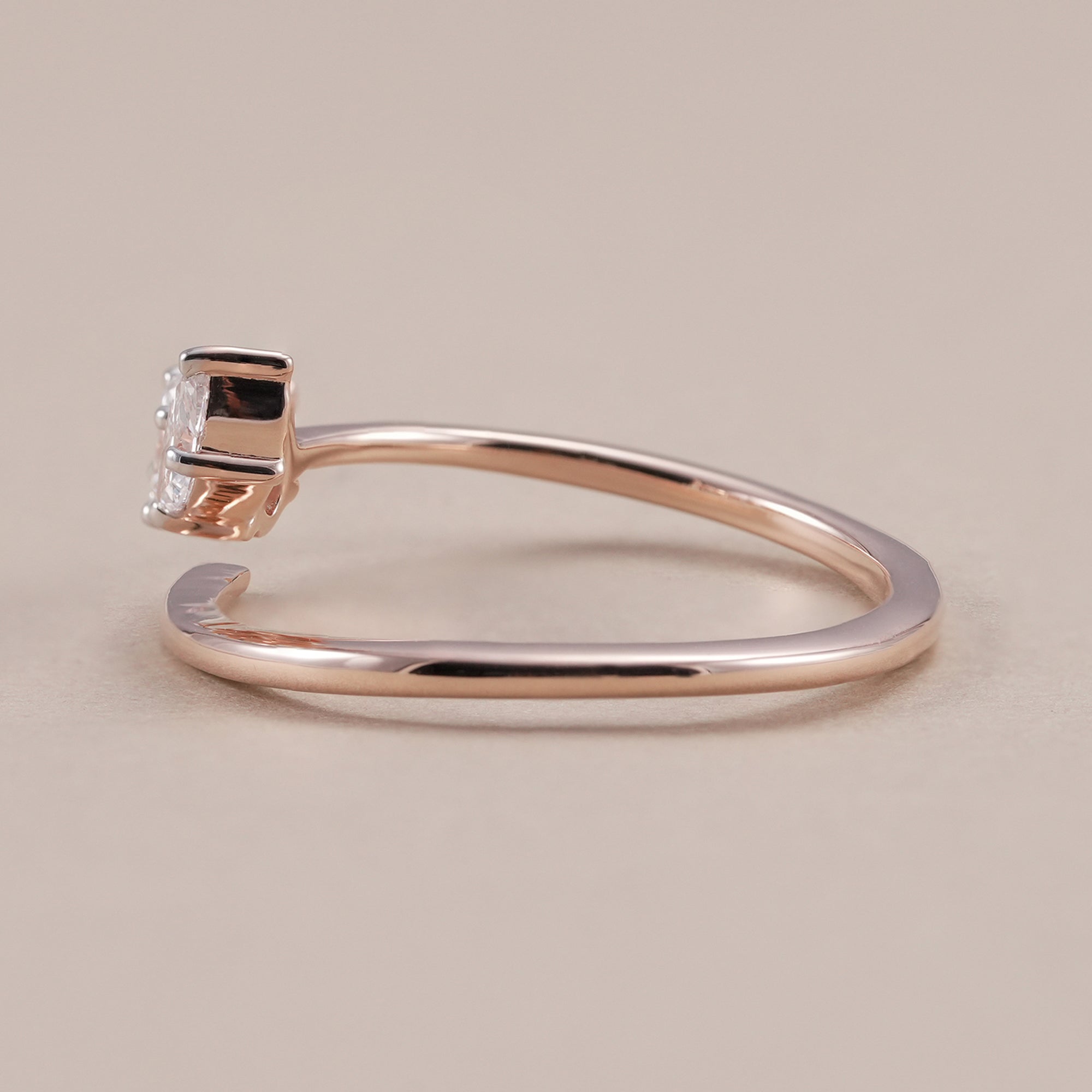 Three stone open wedding ring with lab diamonds
