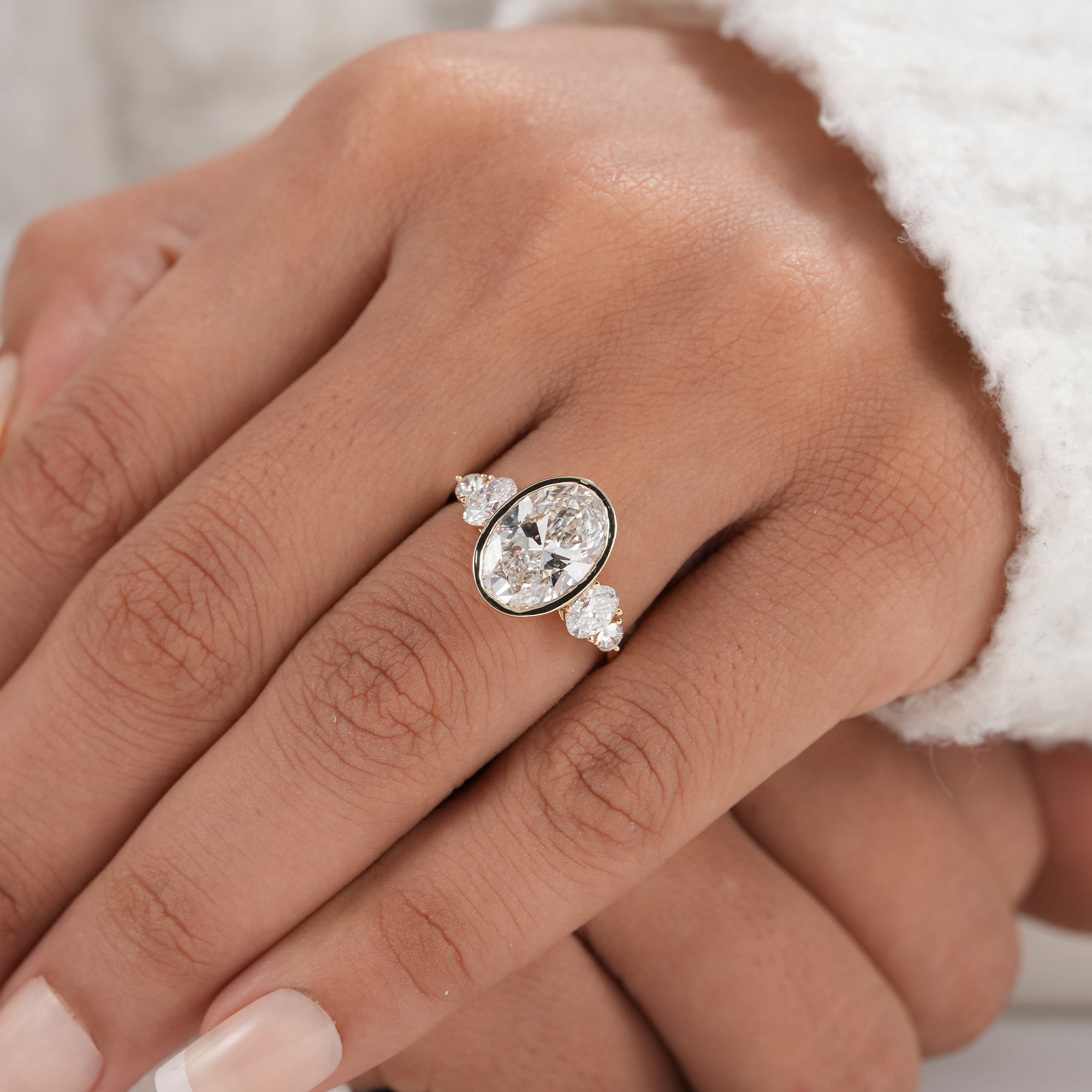 Premium lab grown diamond ring with secure bezel setting
