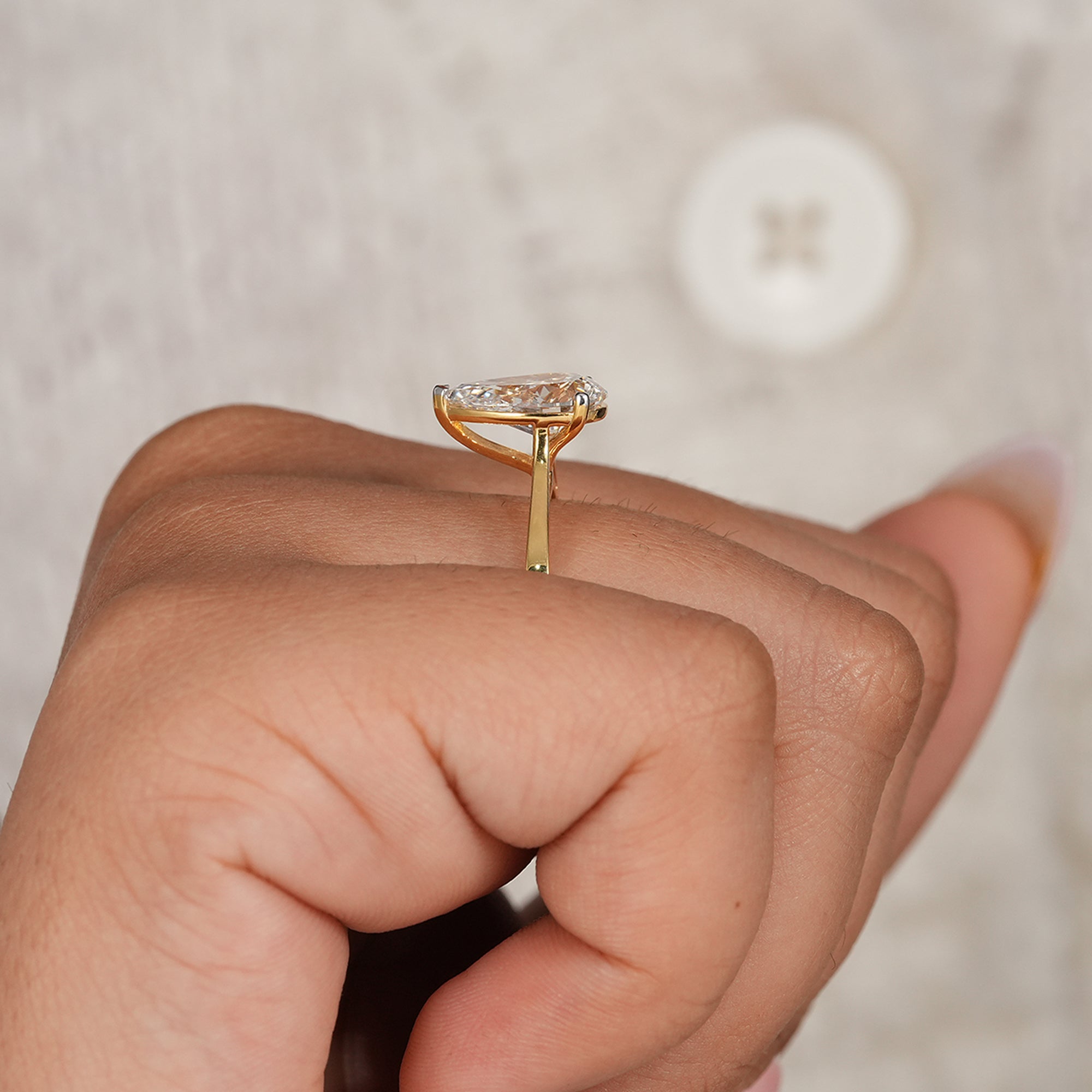 Classic pear cut diamond promise ring for her