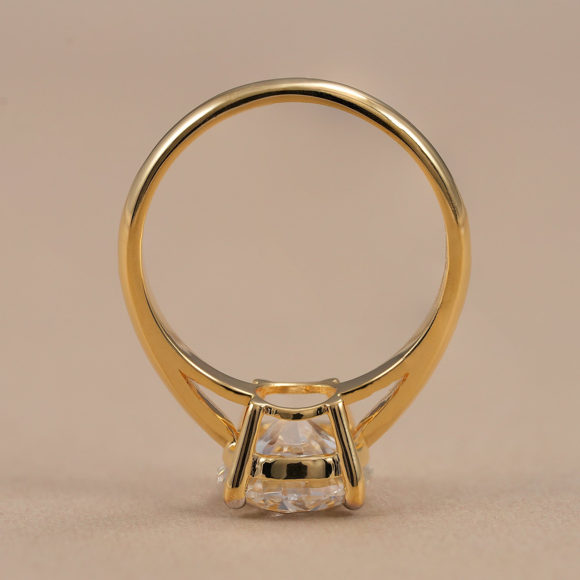 Timeless round diamond solitaire ring with cathedral design