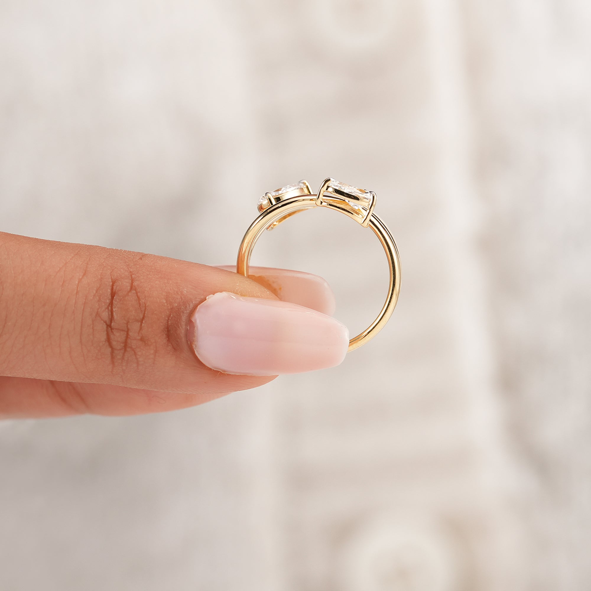 Two Stone Ring, Pear Diamond Band