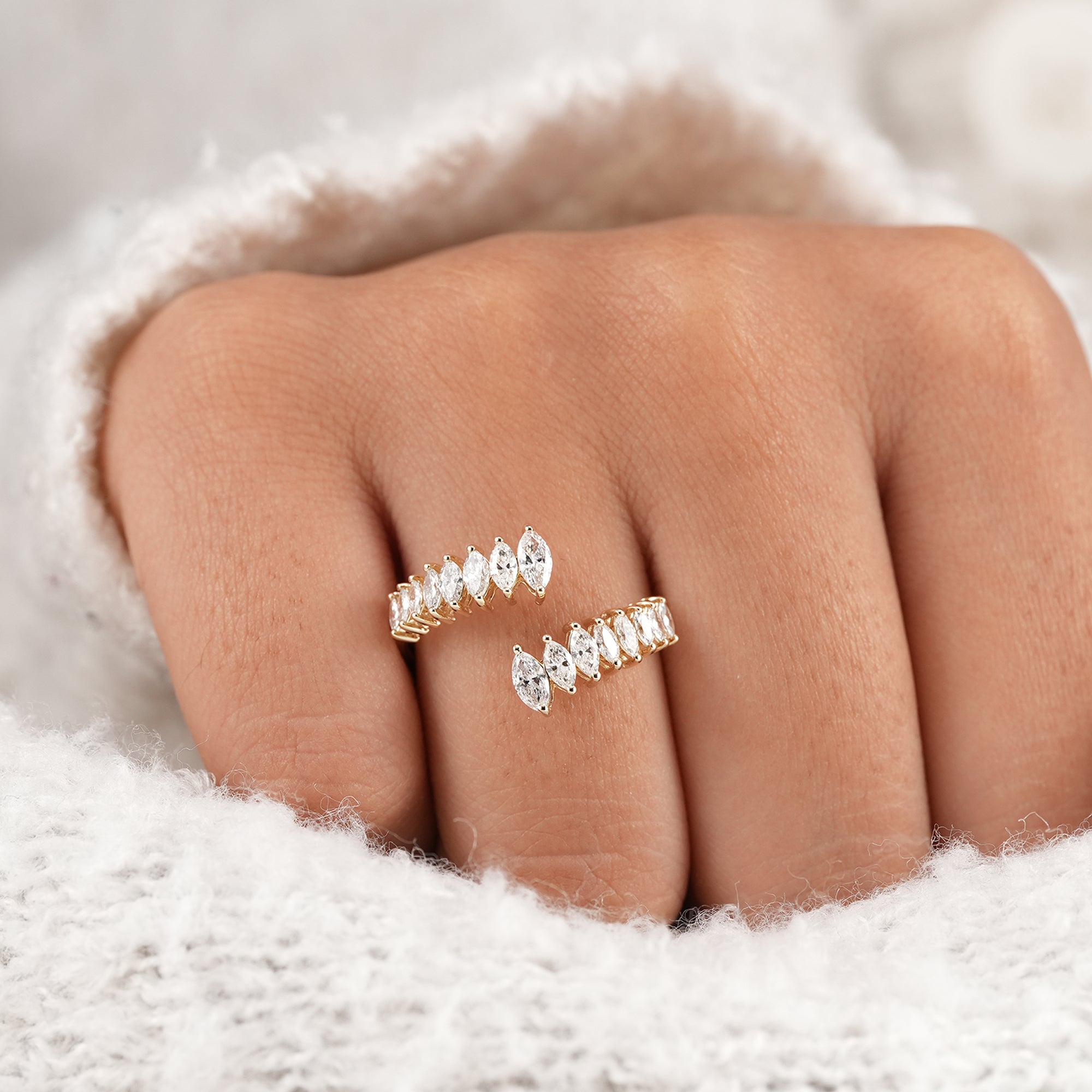 Fine jewelry marquise stacking wedding band