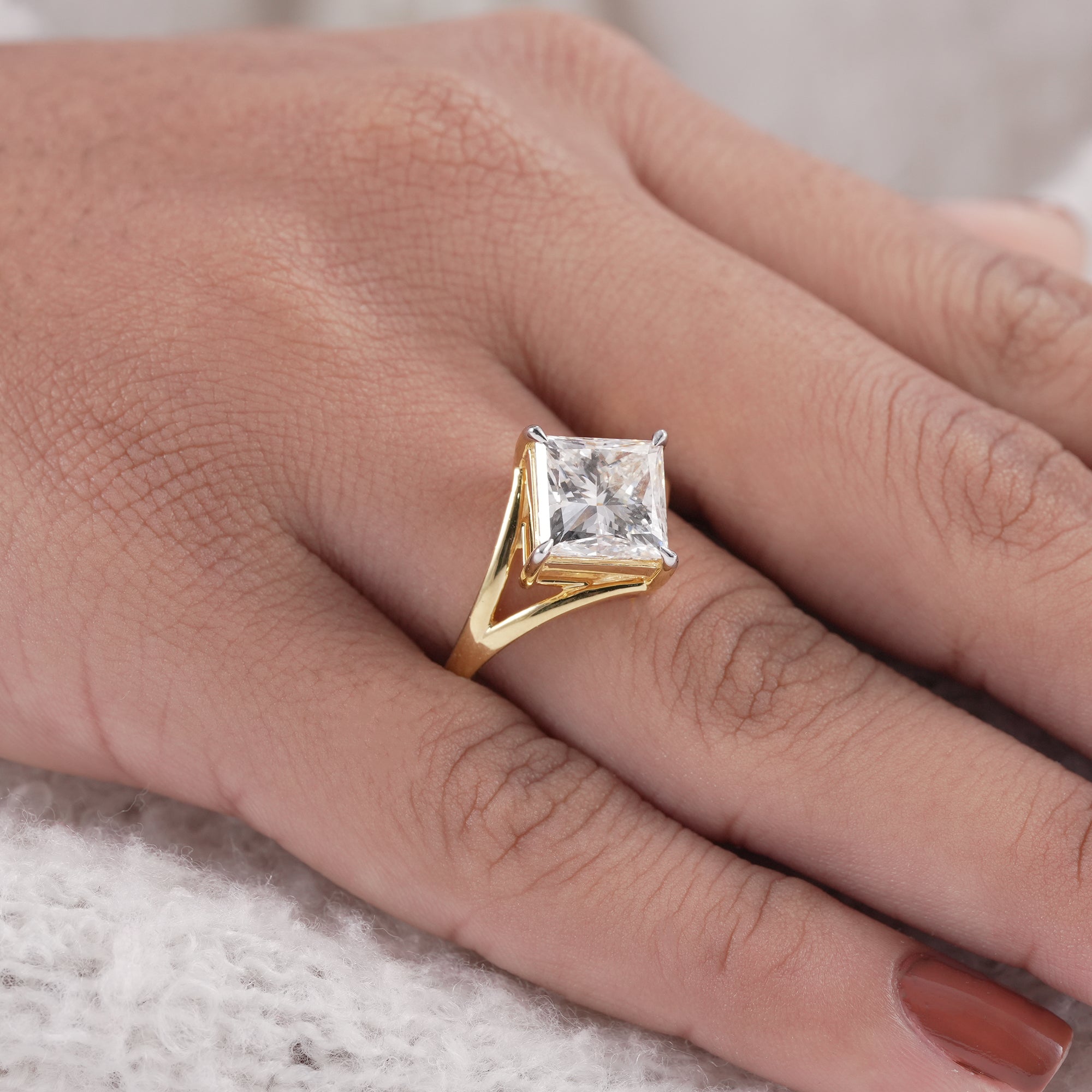 IGI Certified Lab Created Diamond Ring with Split Shank Design