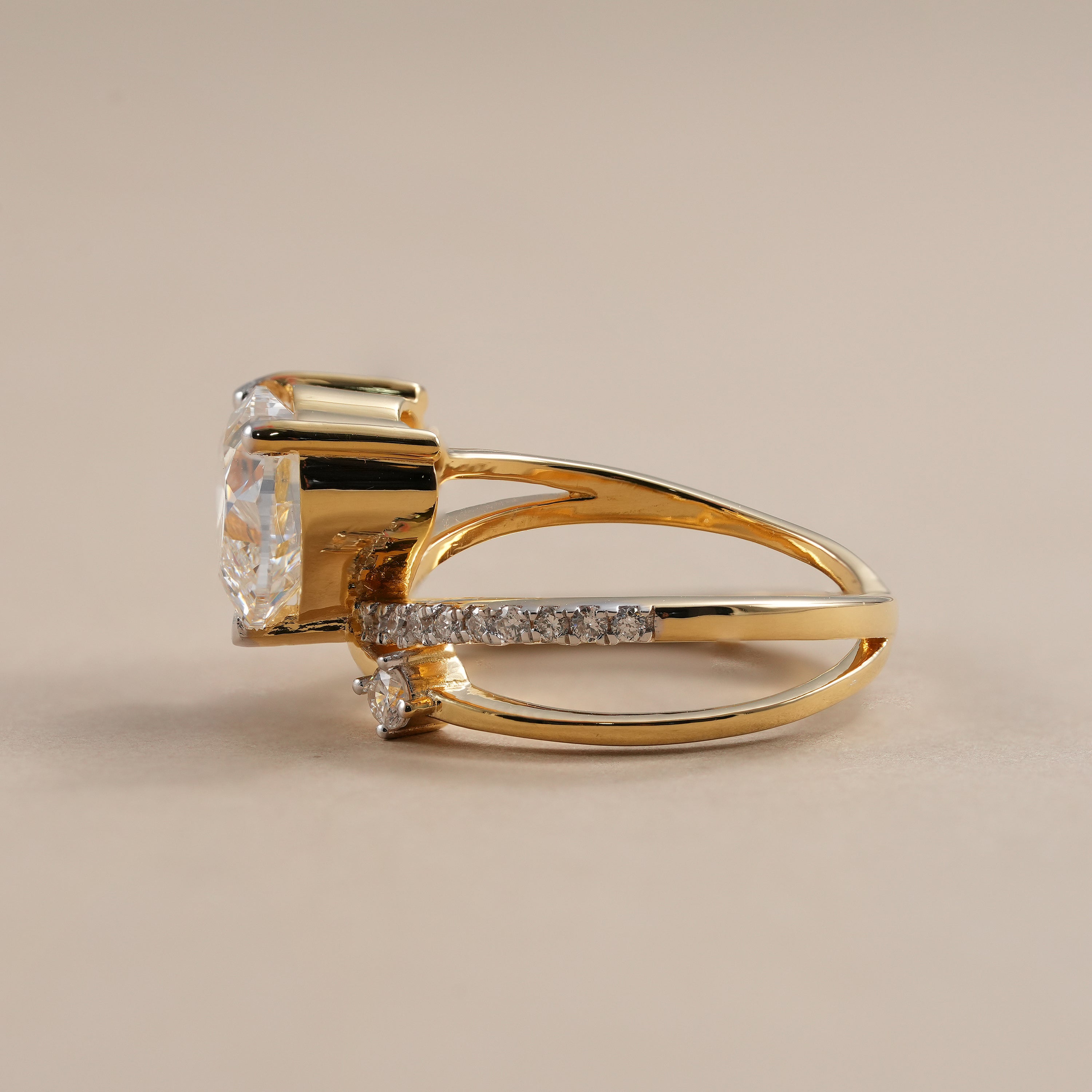 3 carat heart shaped lab grown diamond ring with diamond accents