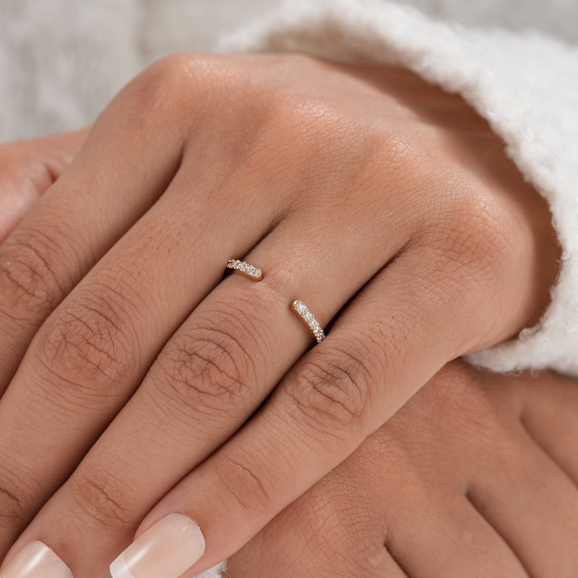 Minimalist diamond stacking ring for women