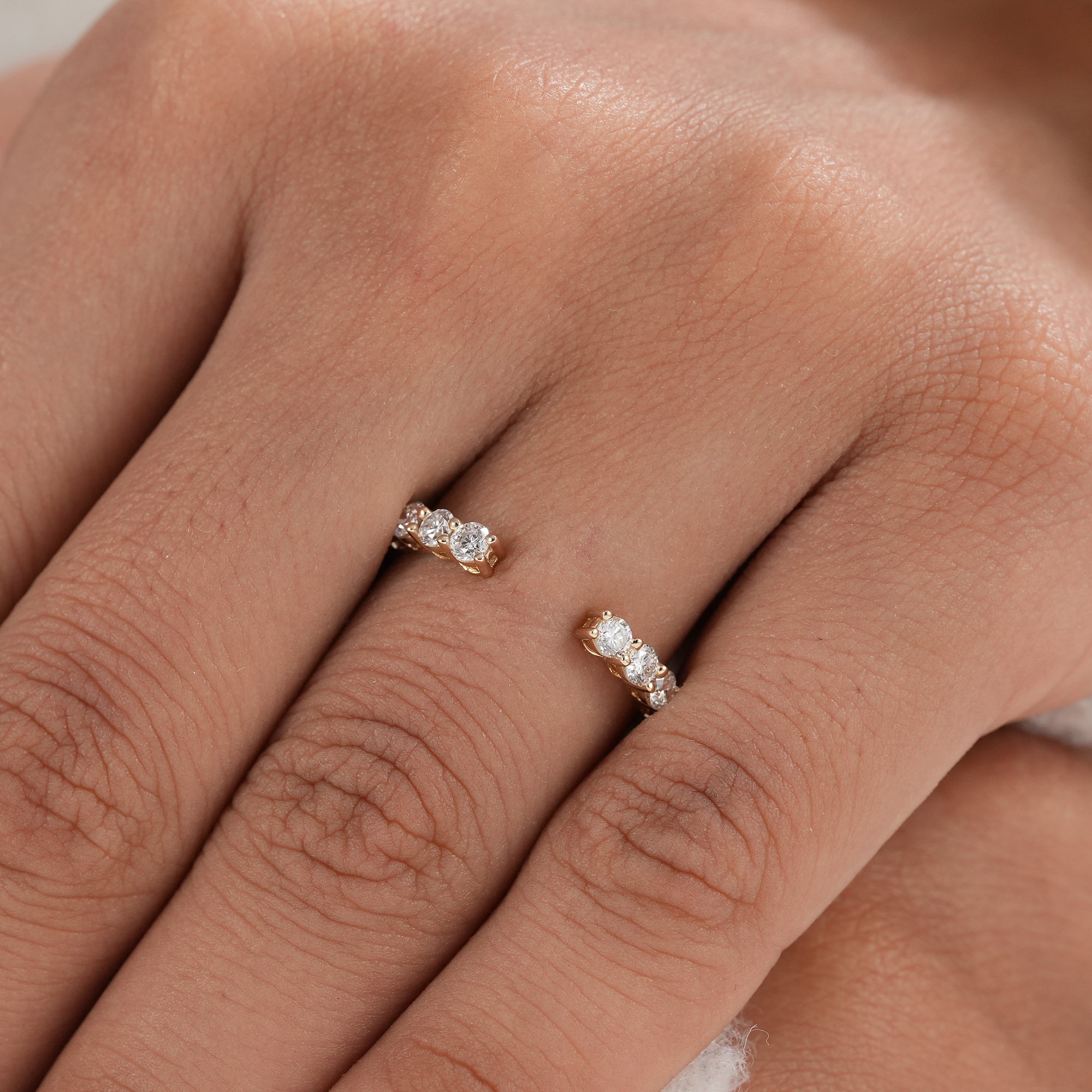 Open lab diamond band for bridal ring stack