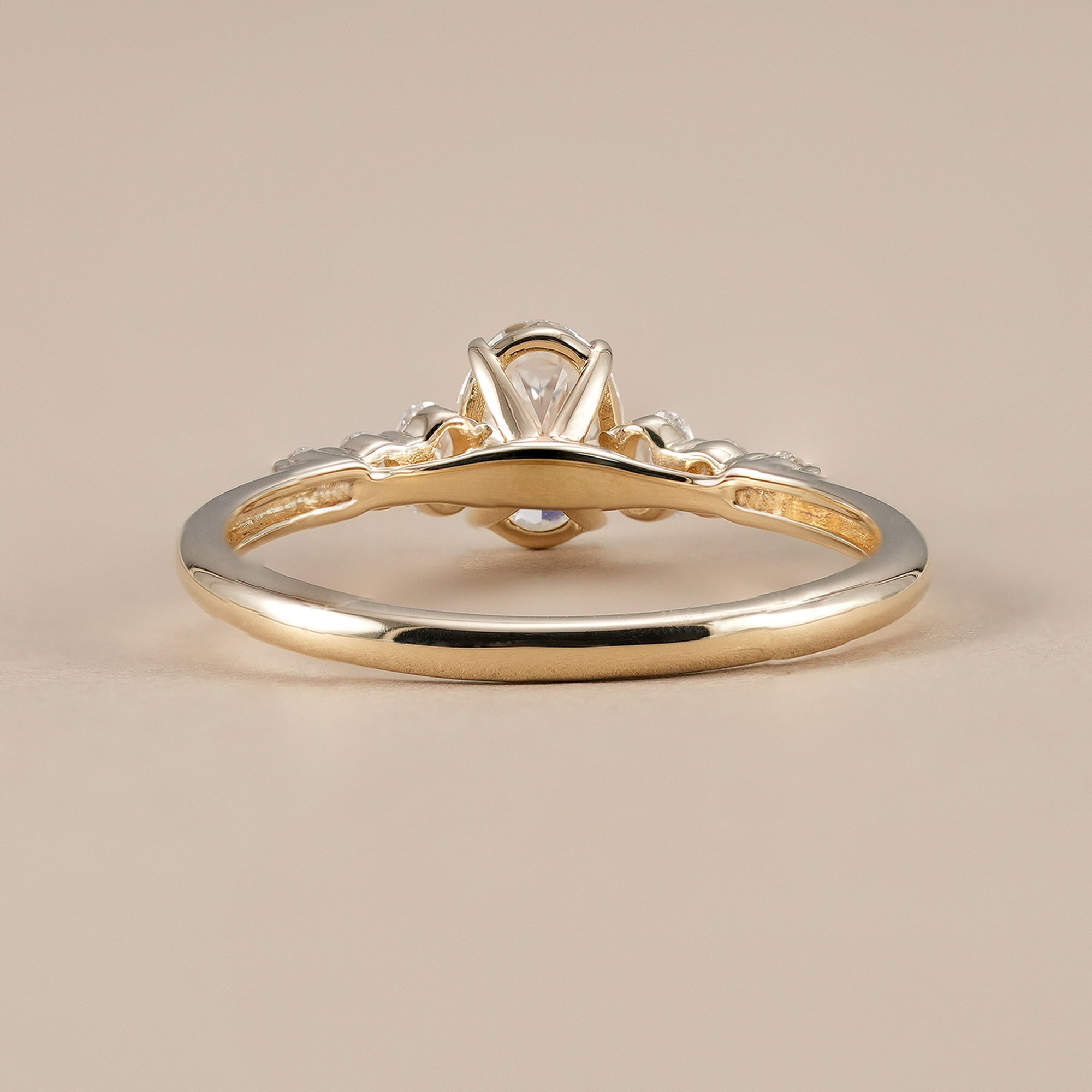 Handmade oval lab grown diamond ring with accent stones