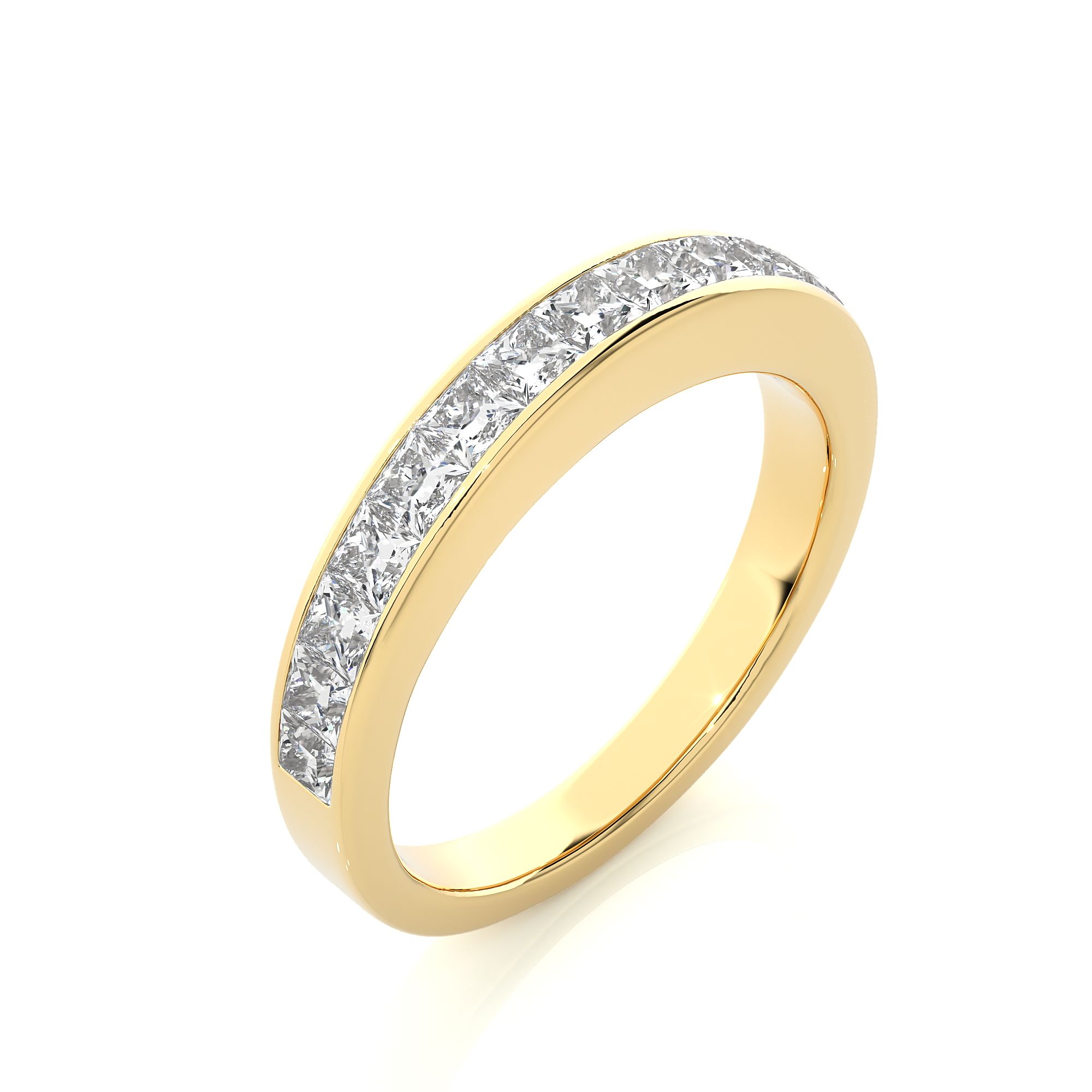 Channel Set Princess Cut Lab Grown Diamond Wedding Band