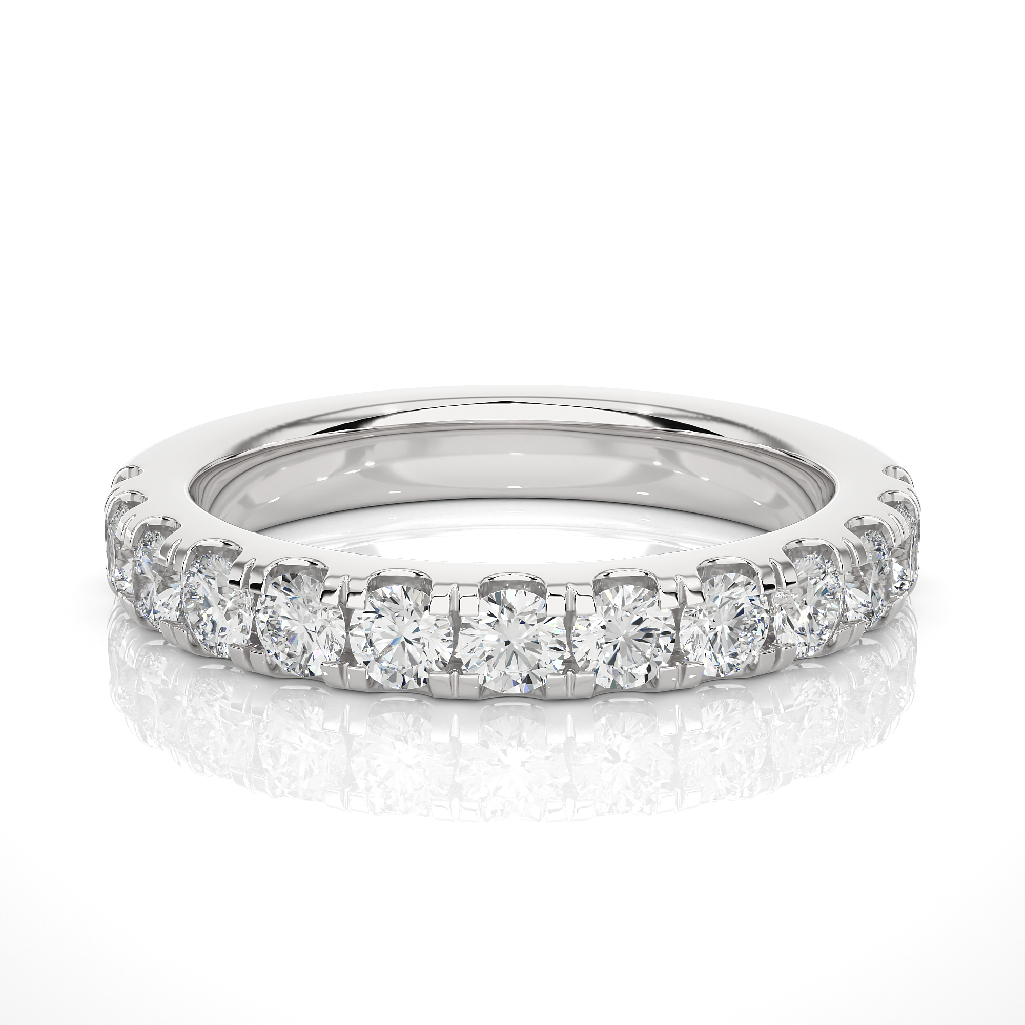 Round Lab Diamond Half Eternity Wedding Band