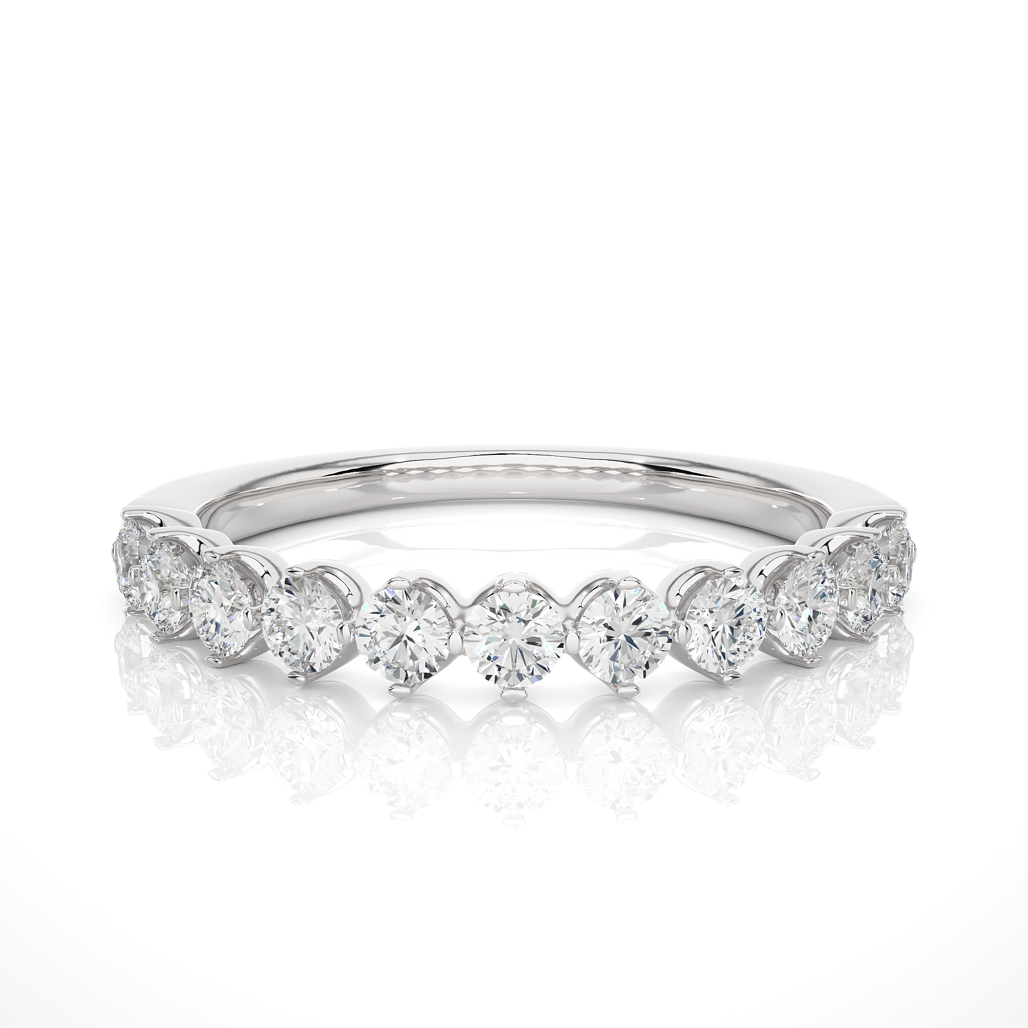Round Cut Lab Grown Diamond Half Eternity Ring