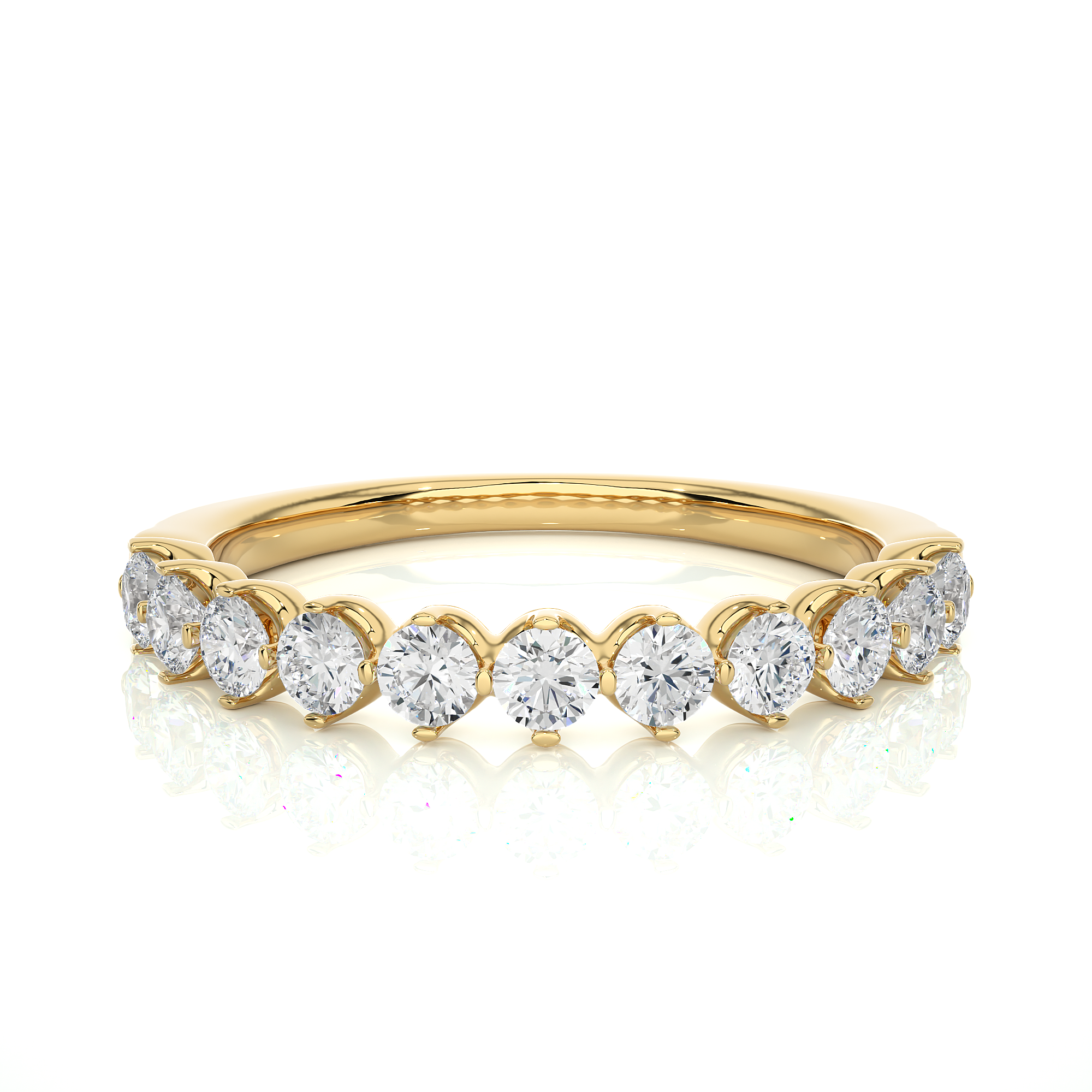 Round Cut Lab Grown Diamond Half Eternity Ring