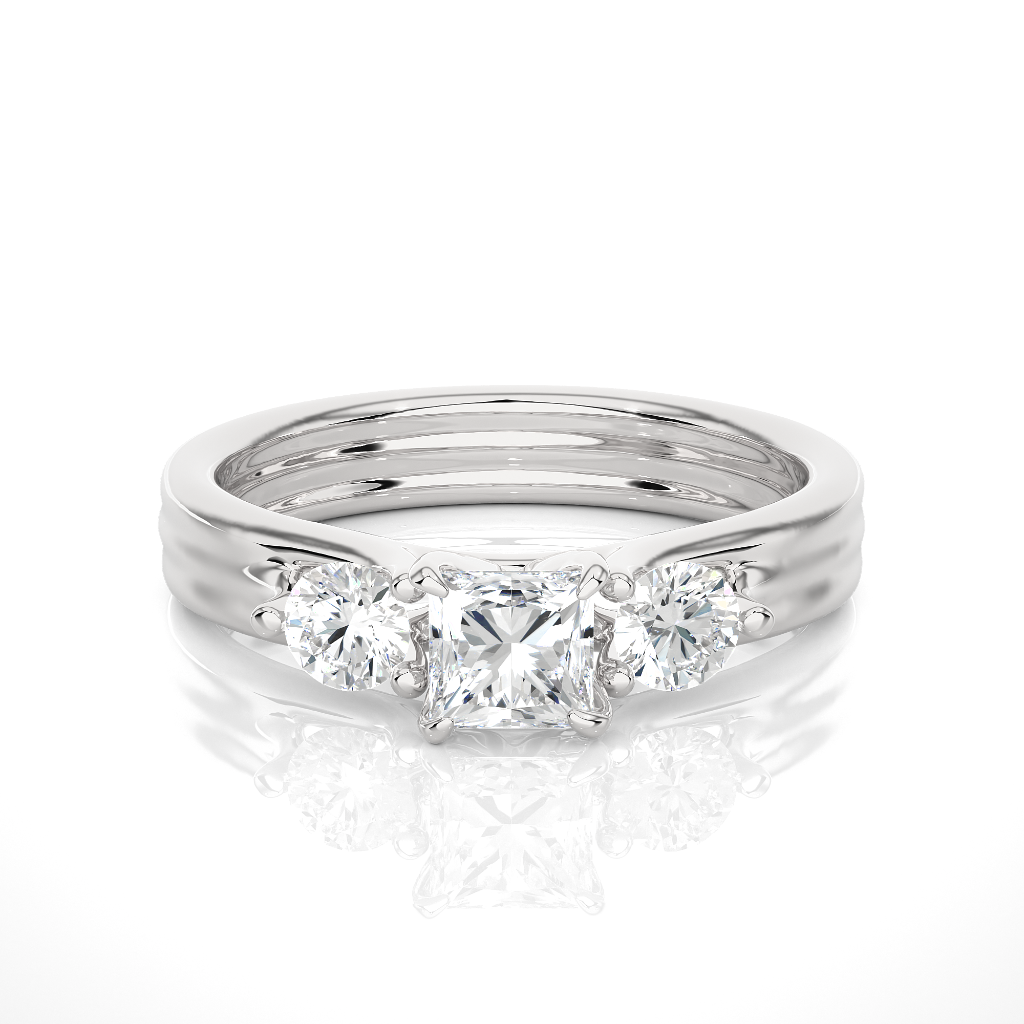 Princess Diamond Three Stone Engagement Ring