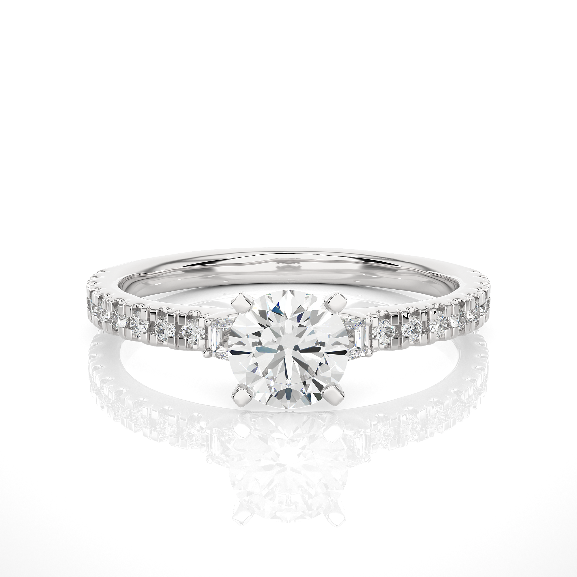 Three Stone Lab Grown Diamond Pavé Engagement Ring
