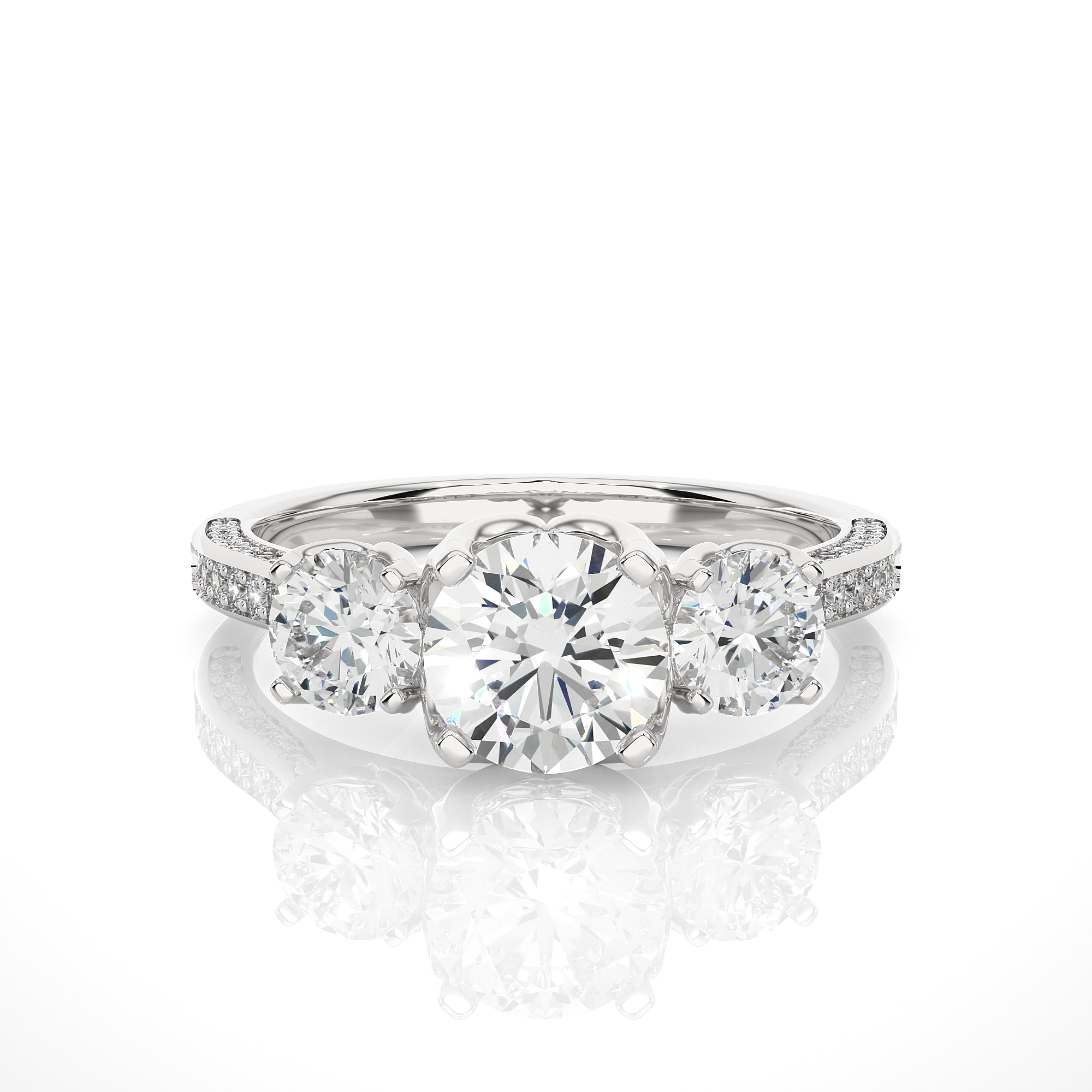 Lab Grown Diamond Three Stone Engagement Ring