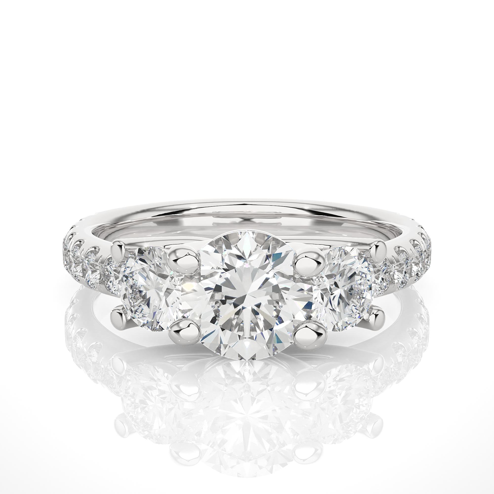 Round Lab Grown Diamond Gold Engagement Ring