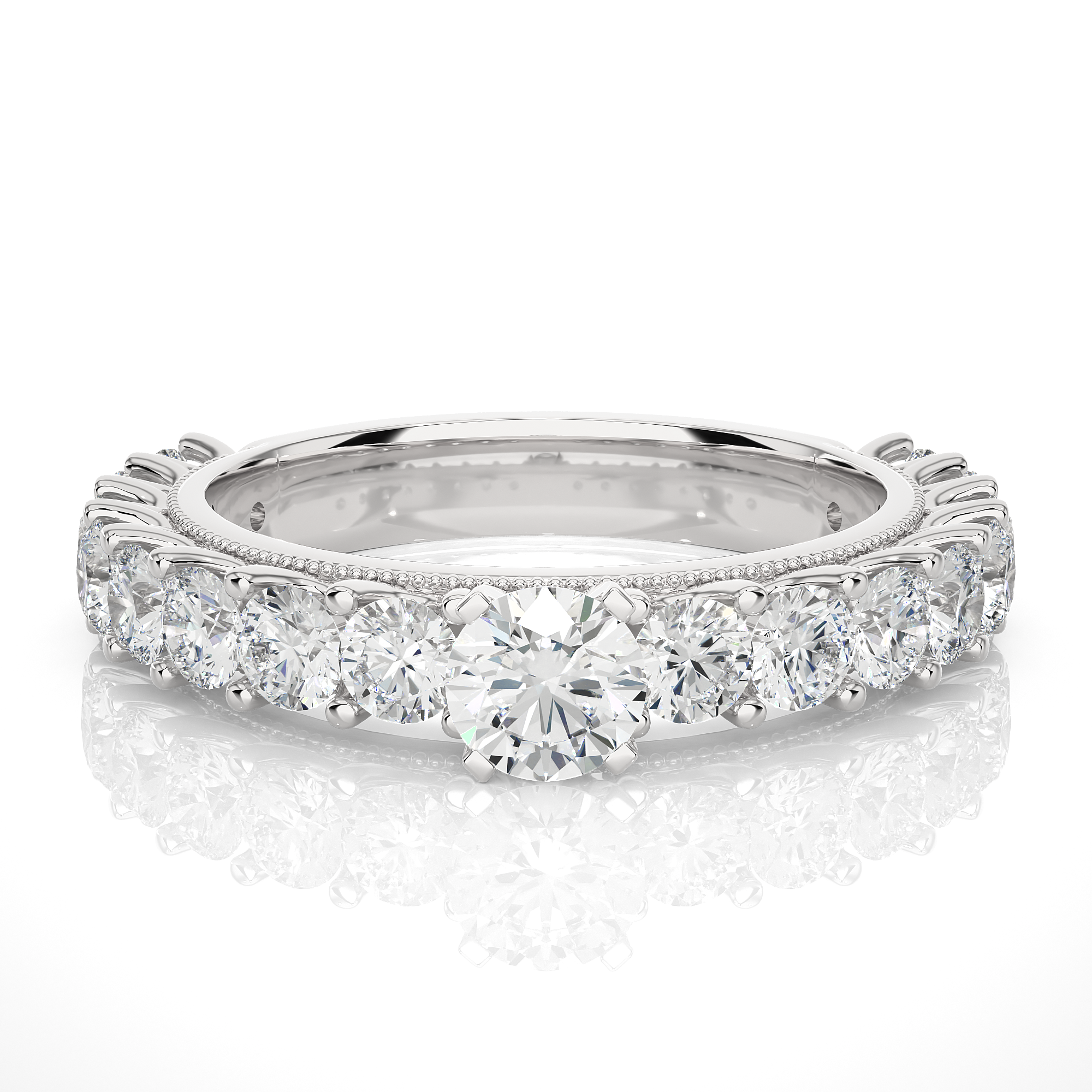 Round Cut Lab Grown Diamond Half Eternity Band