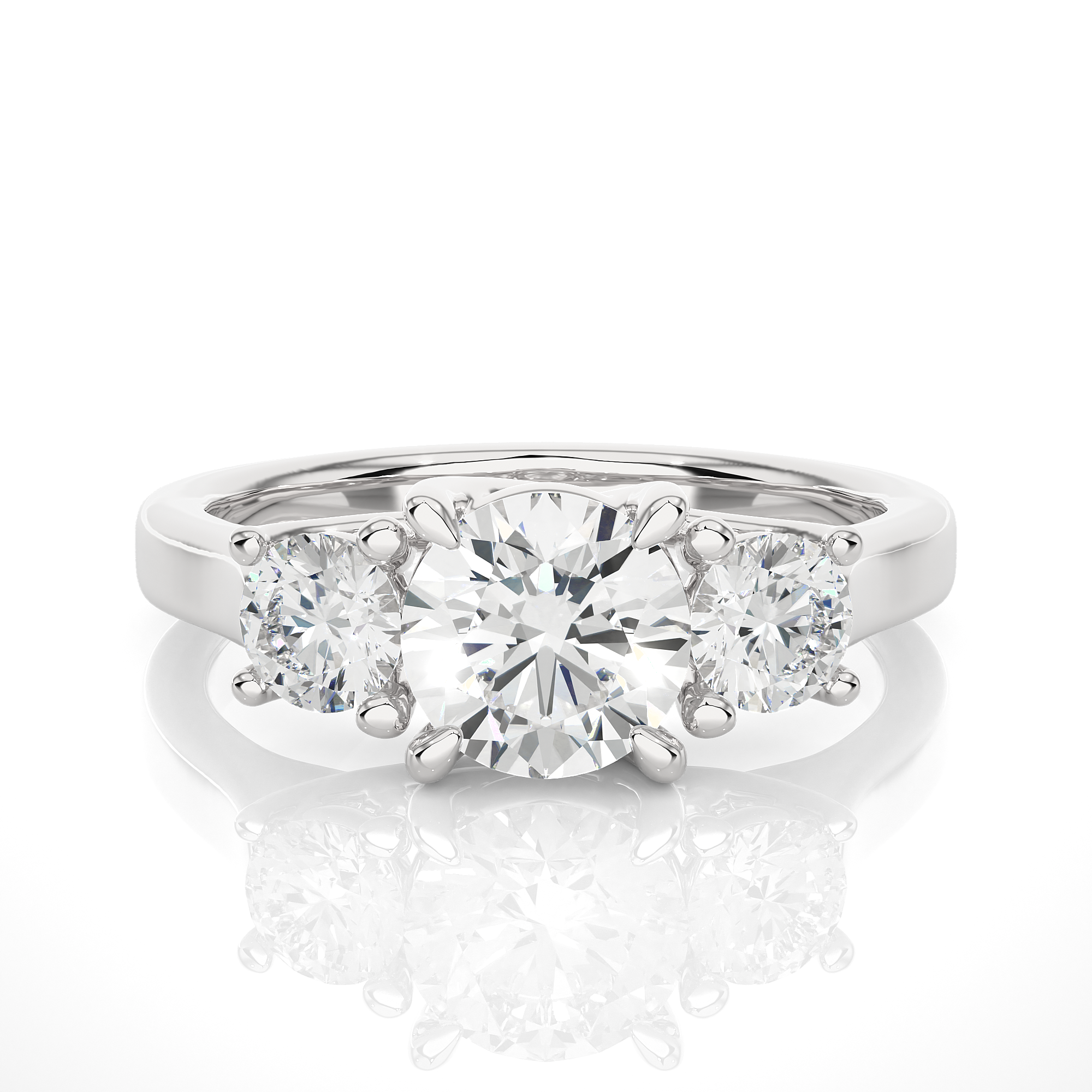 Round Lab Grown Diamond Three Stone Ring